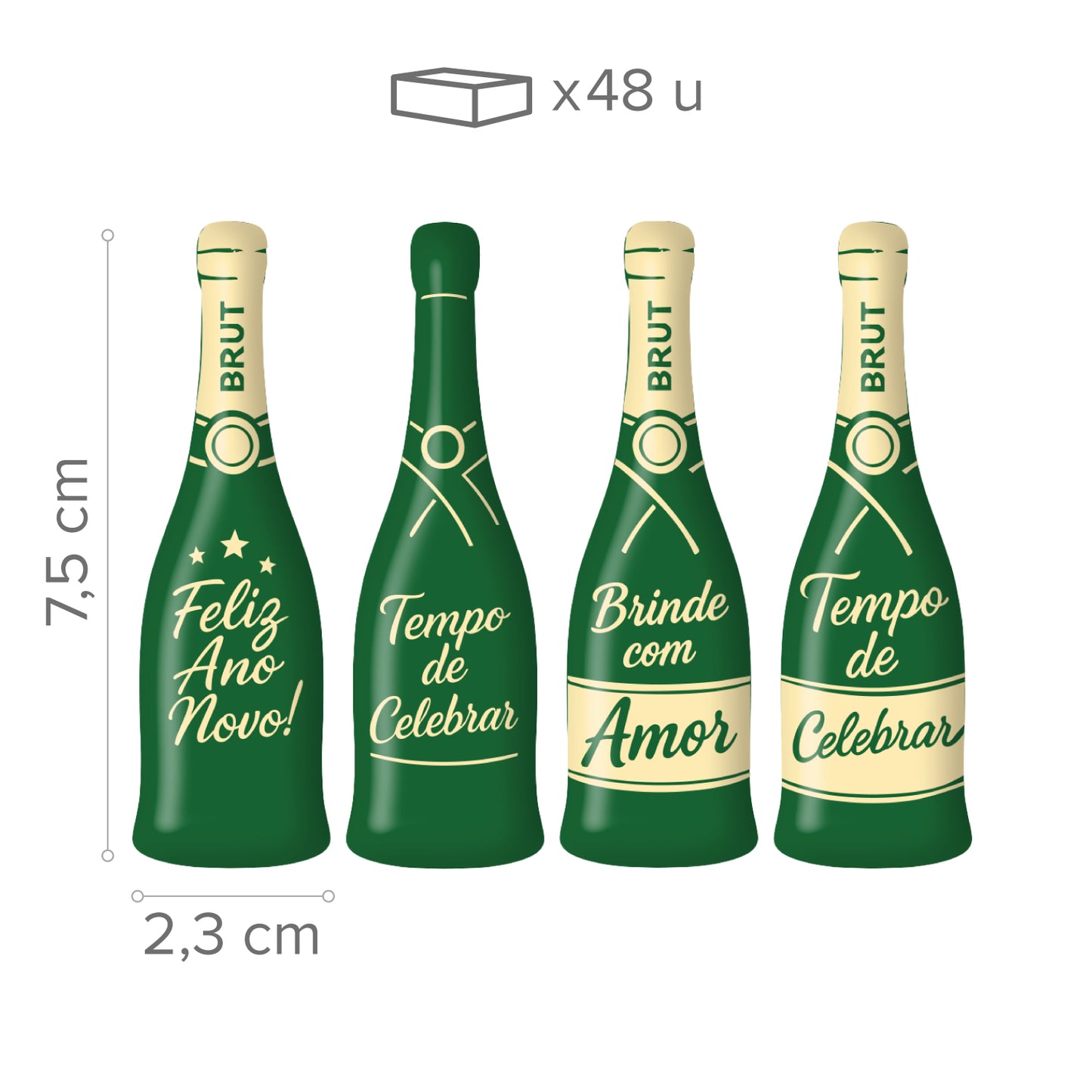 ASSORTED WHITE CHOCOLATE DECORATION CAVA HAPPY NEW YEAR 48 PCS