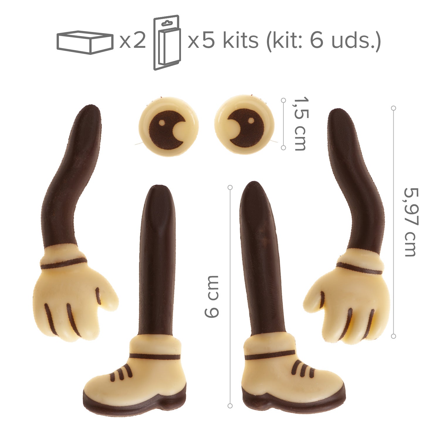  (110 KIT DE DÉCORATION DE SAVEURS EN CHOCO- MEMBRES ET YEUX