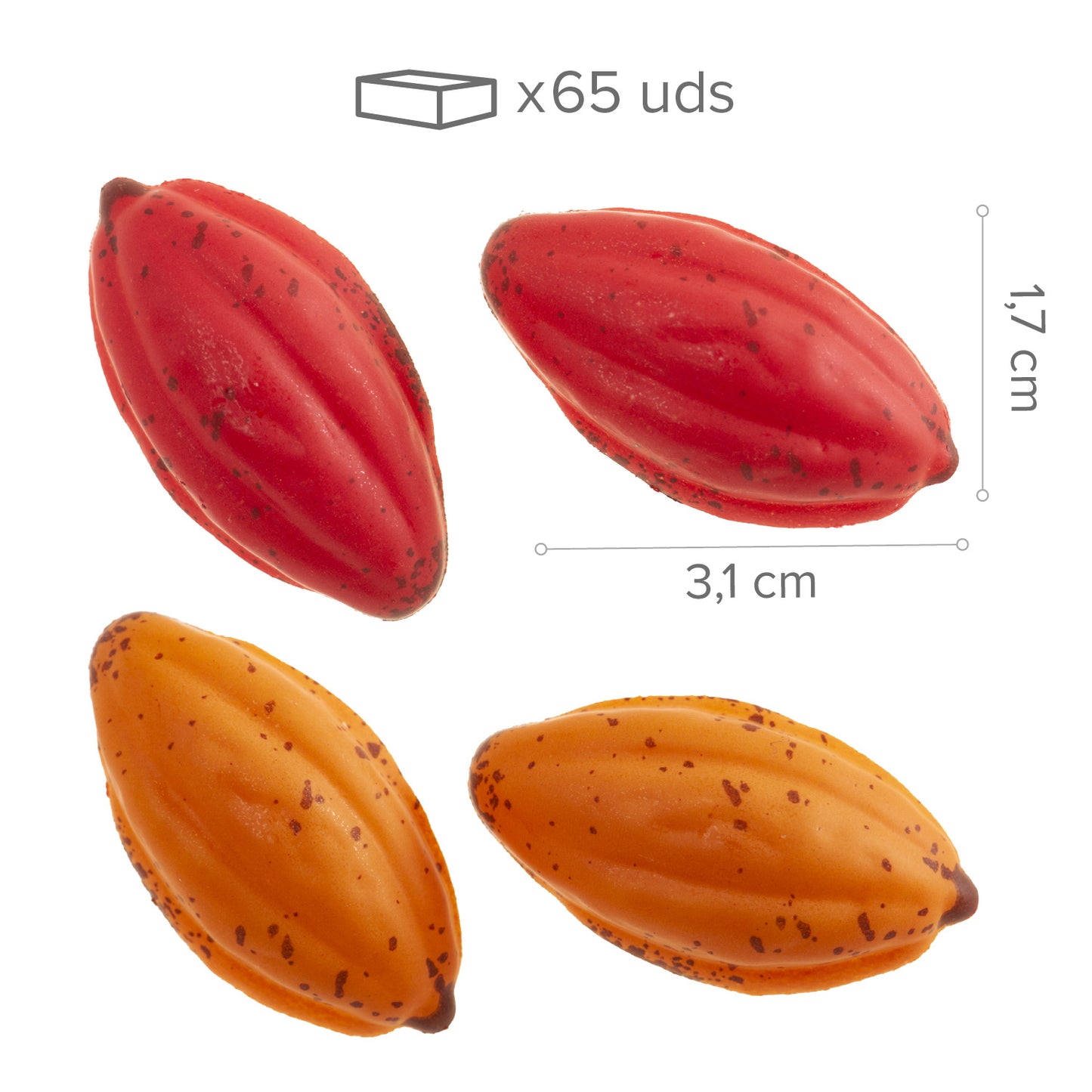  CACAU FRUTA CHOCOLATE BRANCO 2D 31X17 MM - 65 UNIDADES
