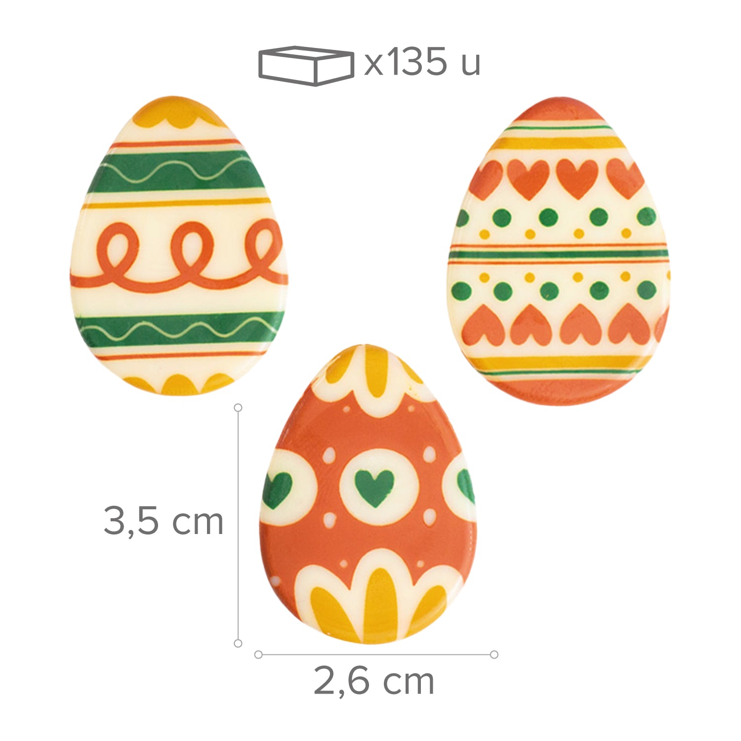 WHITE CHOCOLATE EASTER EGGS 26X35MM - 135 PCS.