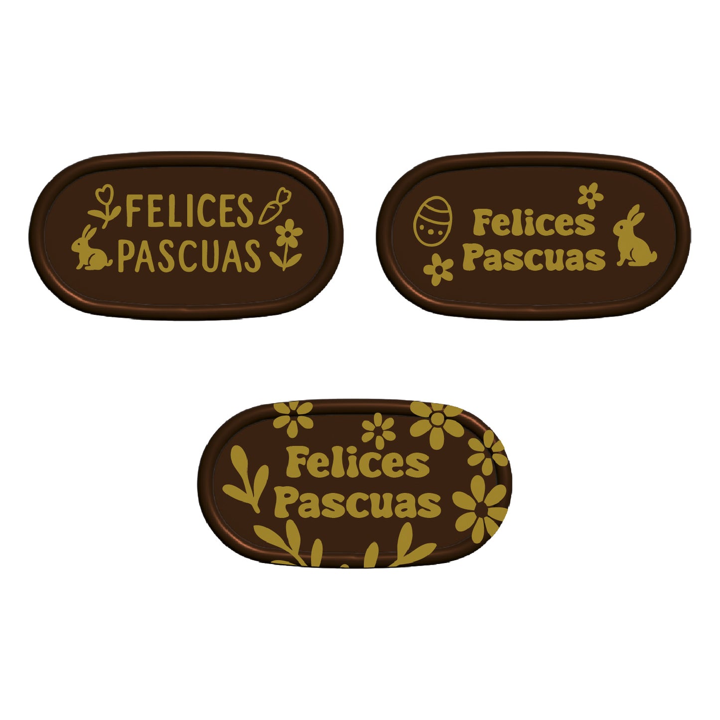 BLACK CHOCO HAPPY EASTER SIGNS 54X29 MM - 75 PCS.