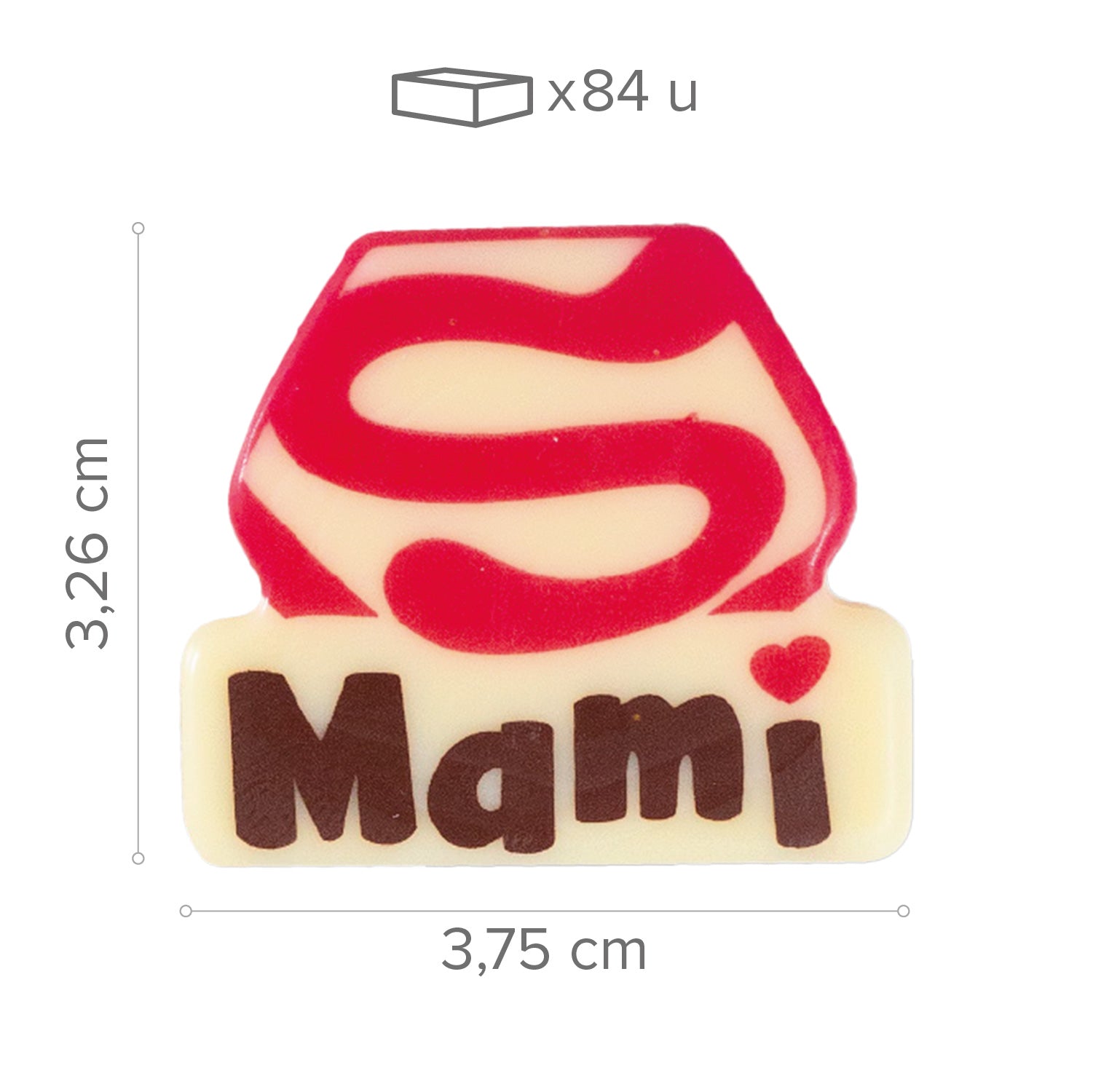 SIGN WHITE CHOCO SUPER MAMI -37.5 x 32.6 MM - 84 PCS