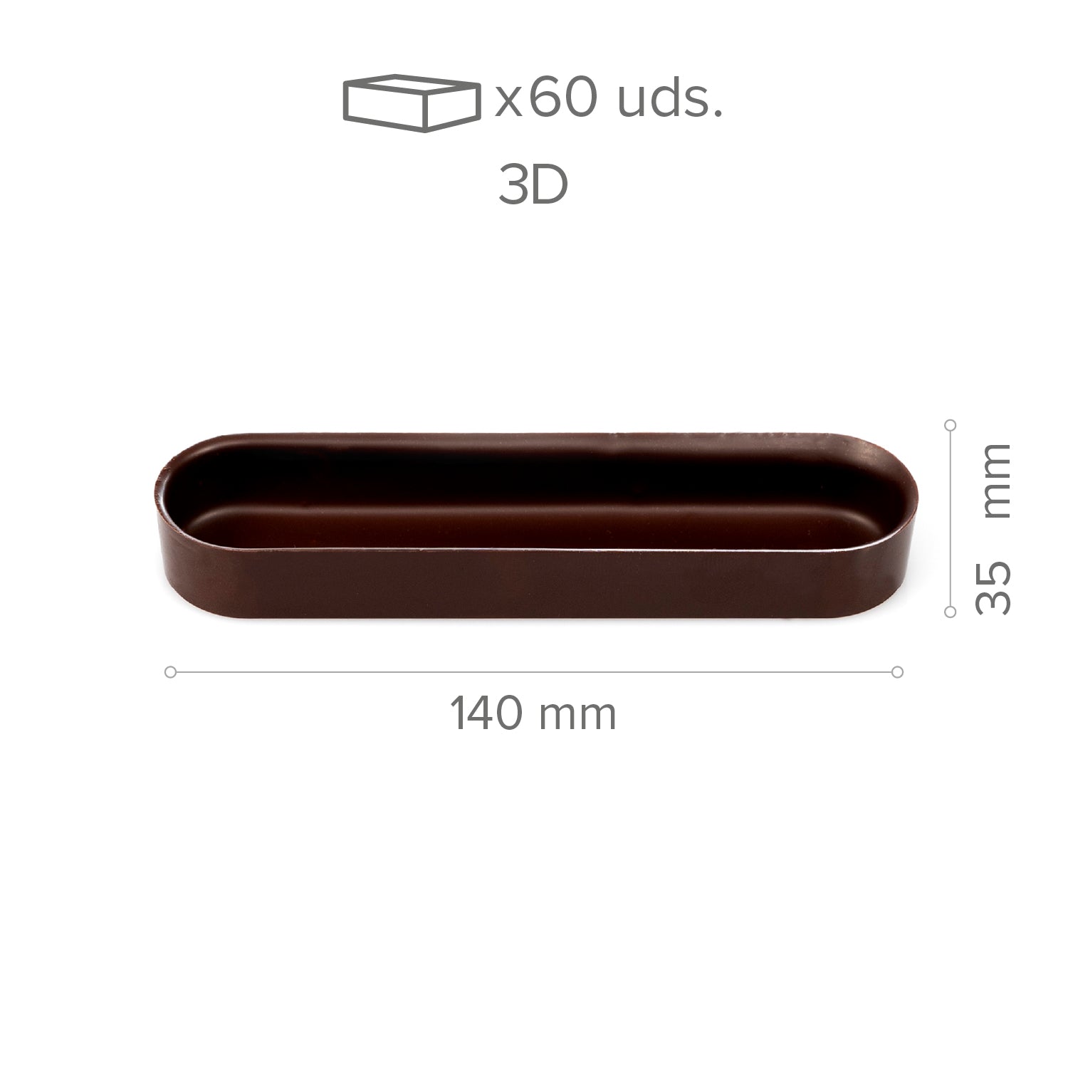  ÉCLAIR AU CHOCOLAT NOIR 3D  35 X 140 MM - 60 UNITÉS