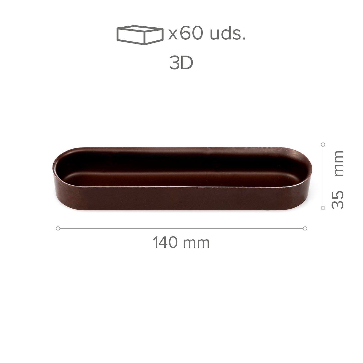  ÉCLAIR AU CHOCOLAT NOIR 3D  35 X 140 MM - 60 UNITÉS