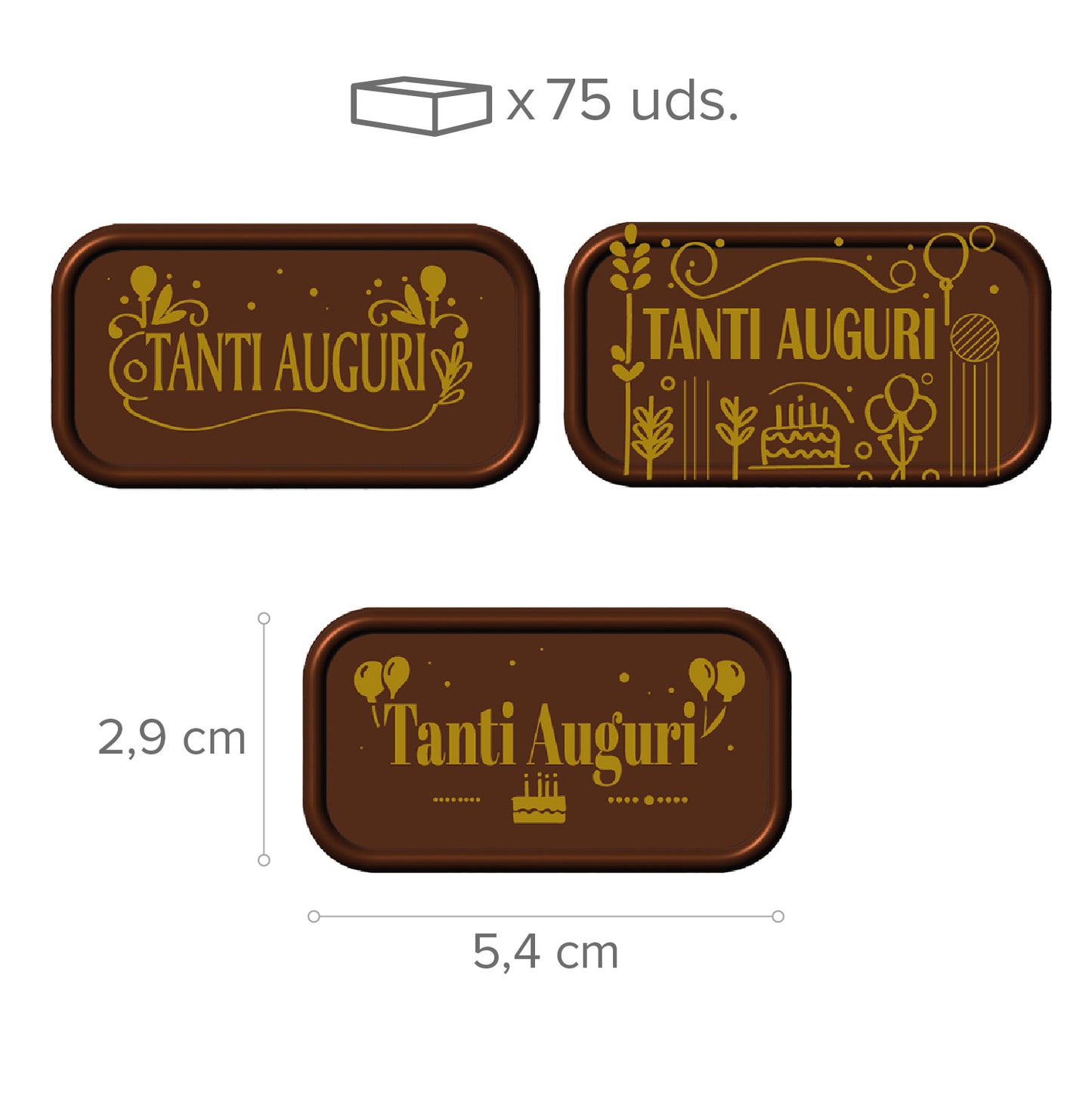 PANNEAU CHOCOLAT NOIR ASSORTI TANTI AUGURI 75 UNITÉS