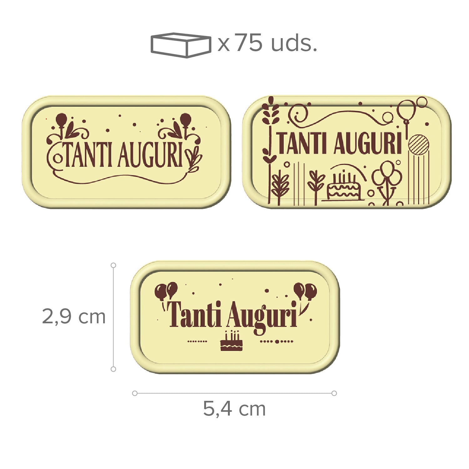  PANNEAU CHOCOLAT BLANC ASSORTI TANTI AUGURI 75 UNITÉS