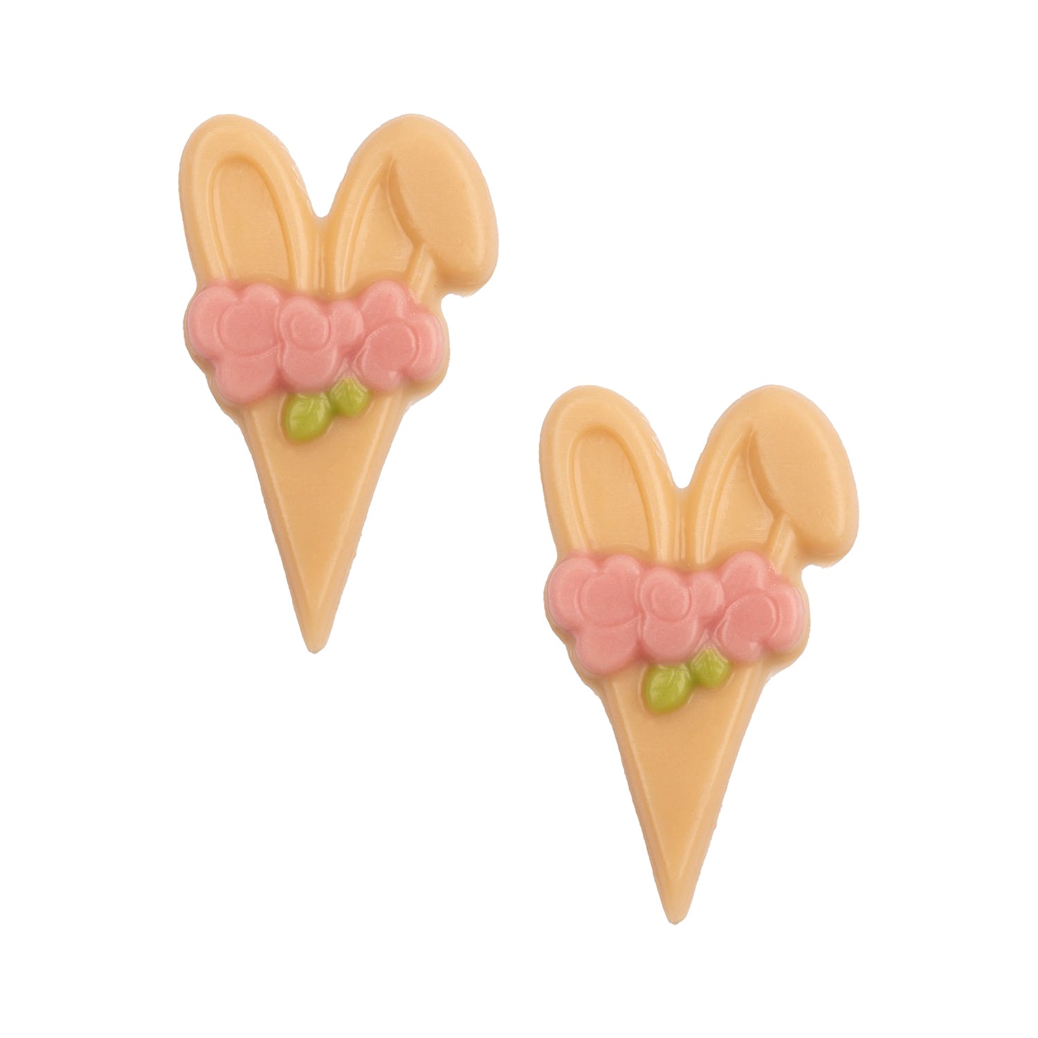 CHOCO DEC. WHT & MLK RABBIT EARS W/ FLOWERS 90 PCS