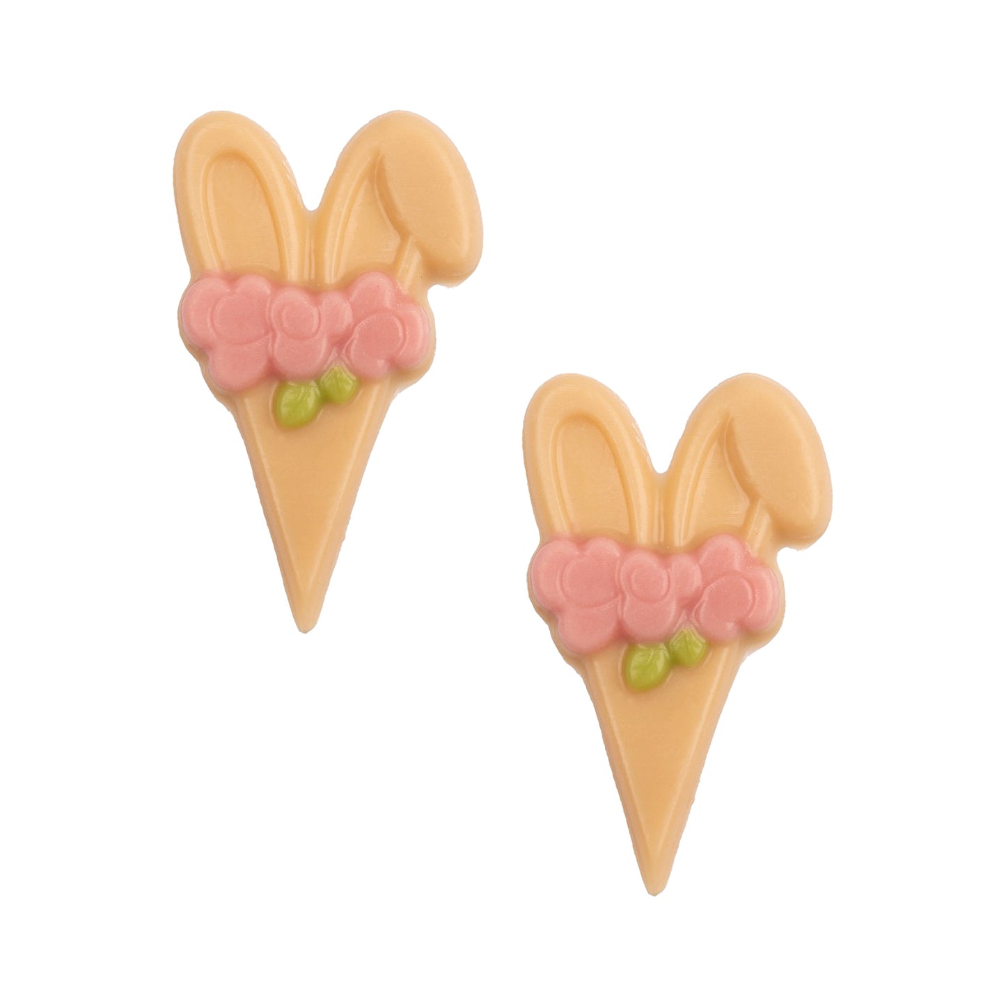 CHOCO DEC. WHT & MLK RABBIT EARS W/ FLOWERS 90 PCS
