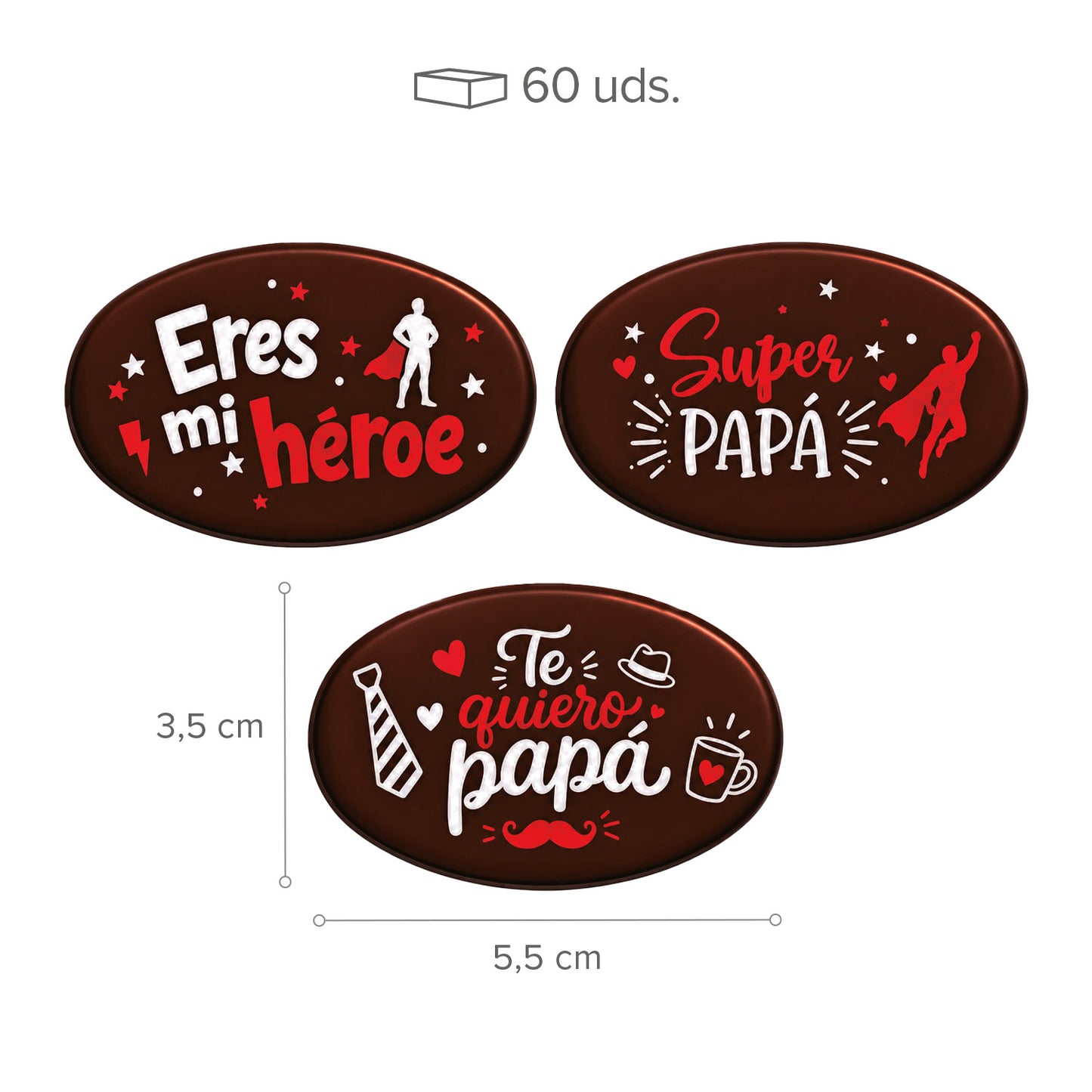 PANNEAU CHOCOLAT NOIR ASSORTI SUPER PAPA 3MOD 60 UNITÉS