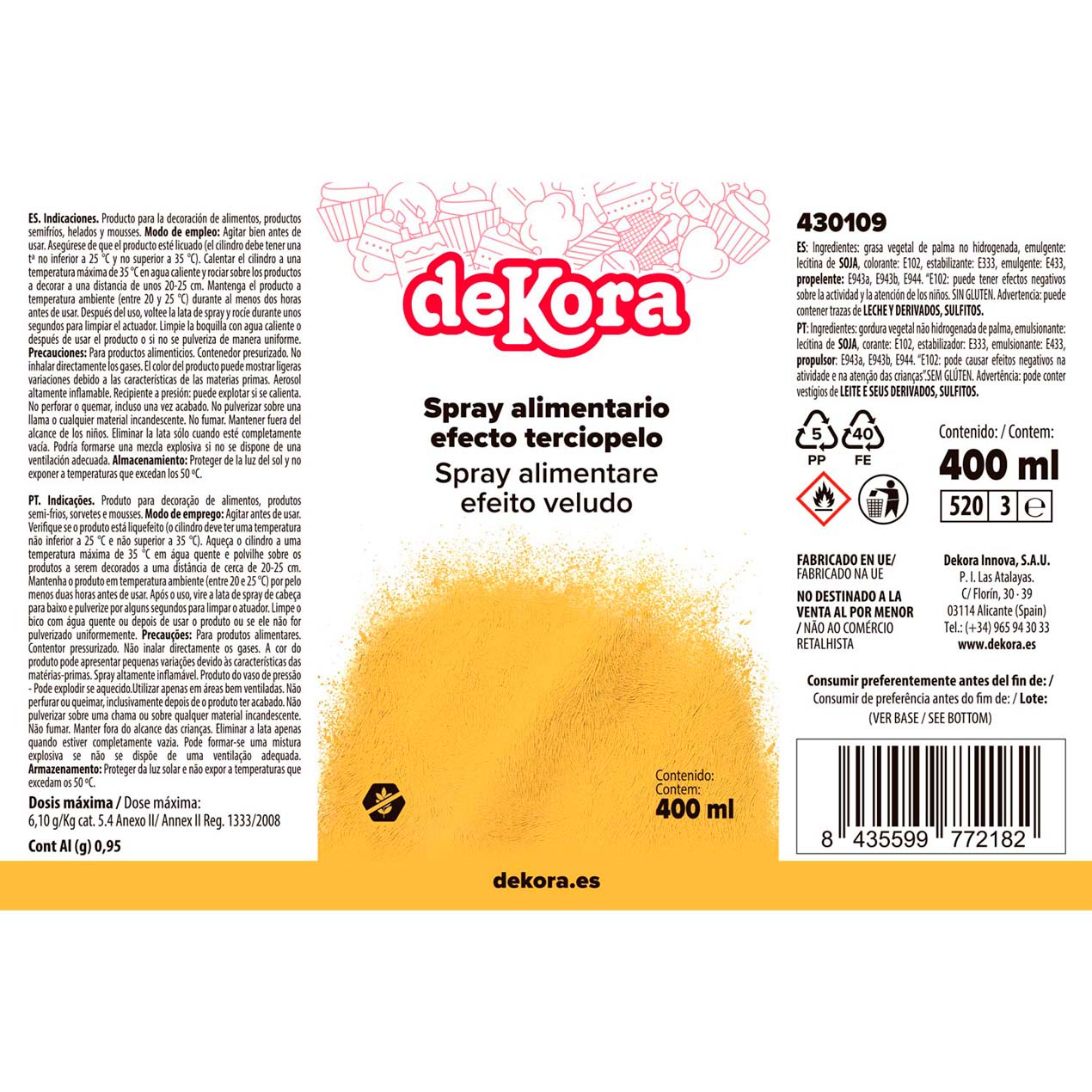 NOVO SPRAY EFEITO DE VELUDO AMARELO 400ML