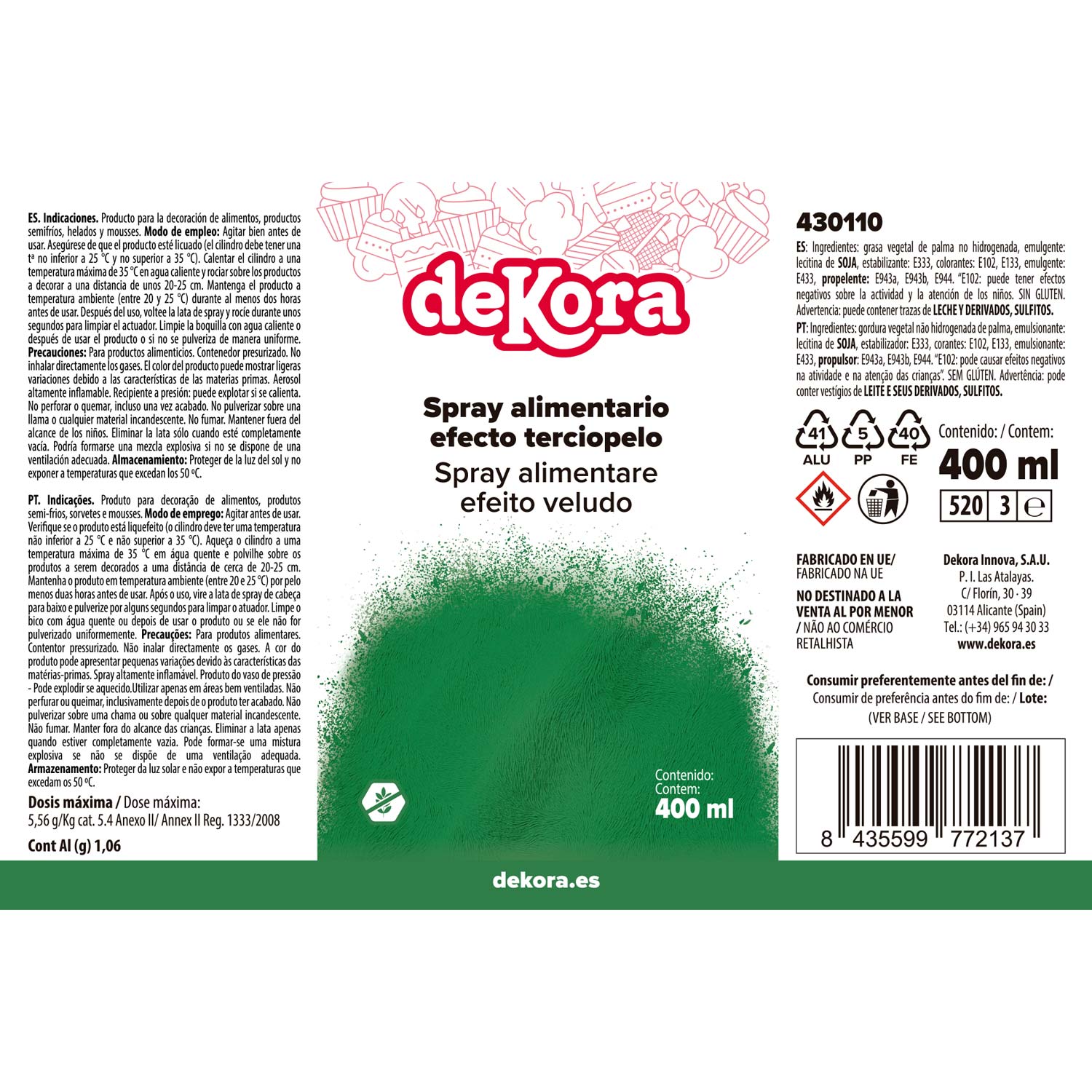 NUOVO SPRAY EFEETTO VELLUTO  VERDE 400ML