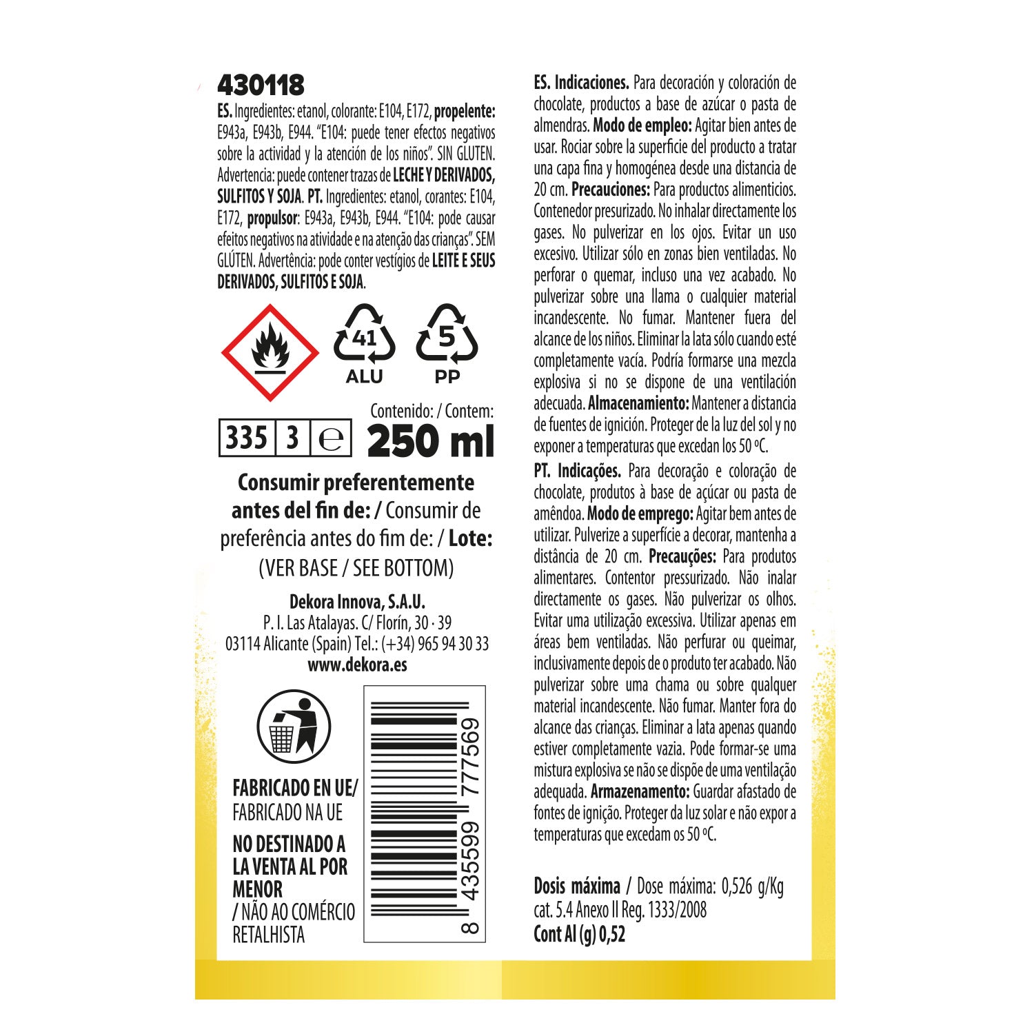 SPRAY EFEITO PEROLADO OURO 250ML COM BOLA