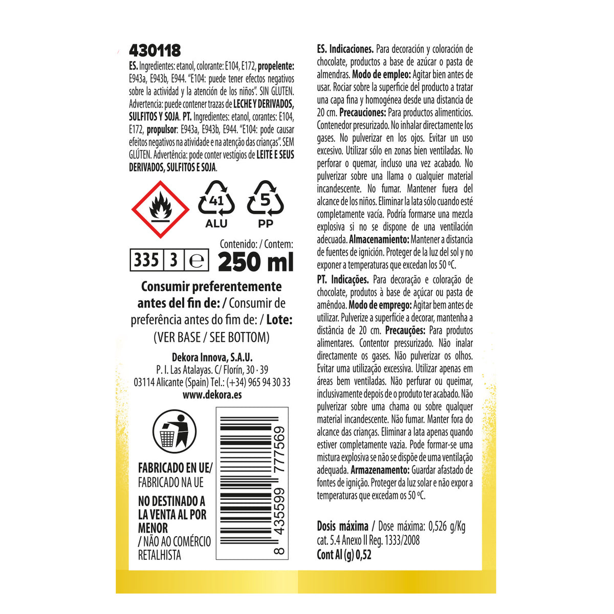 SPRAY EFEITO PEROLADO OURO 250ML COM BOLA