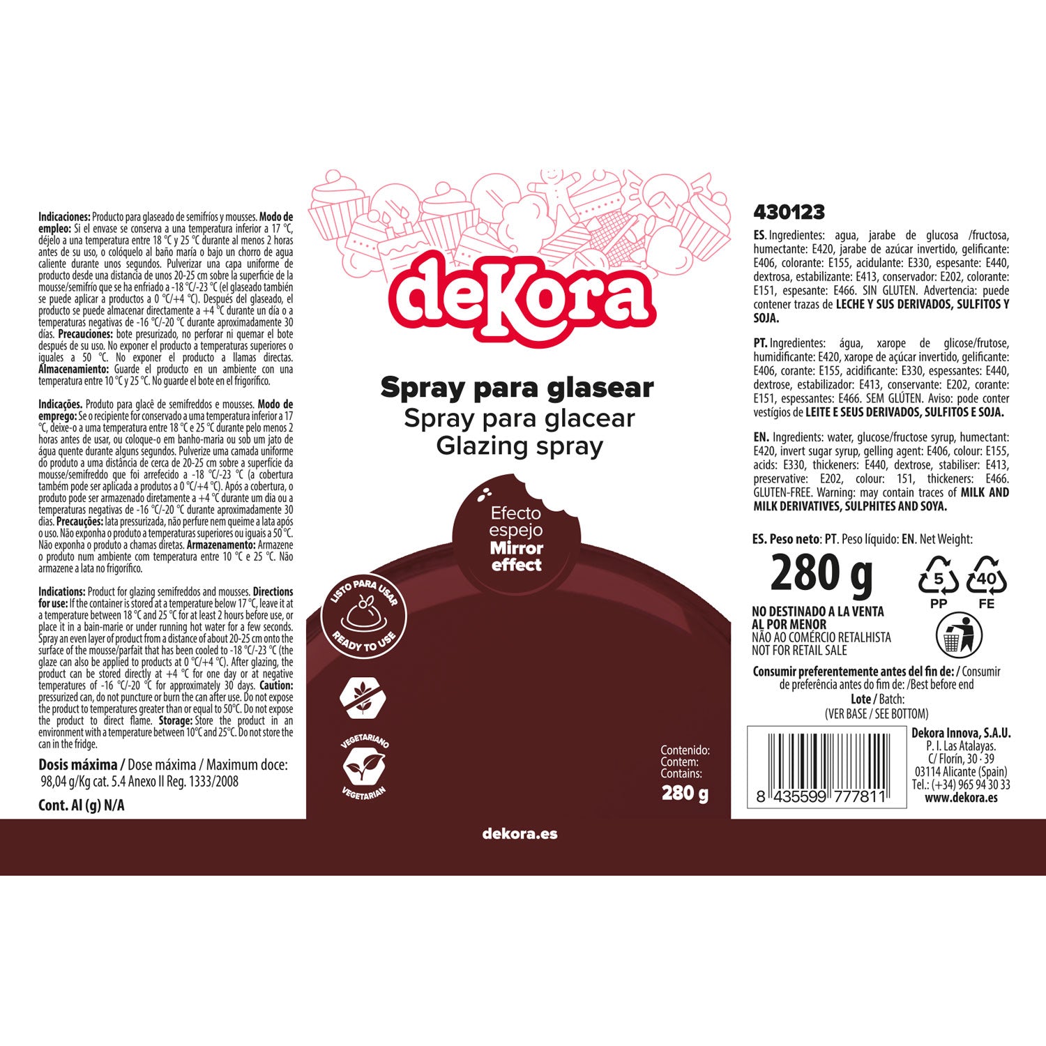 SPRAY GLAZE MARRÓN CHOCOLATE 280G