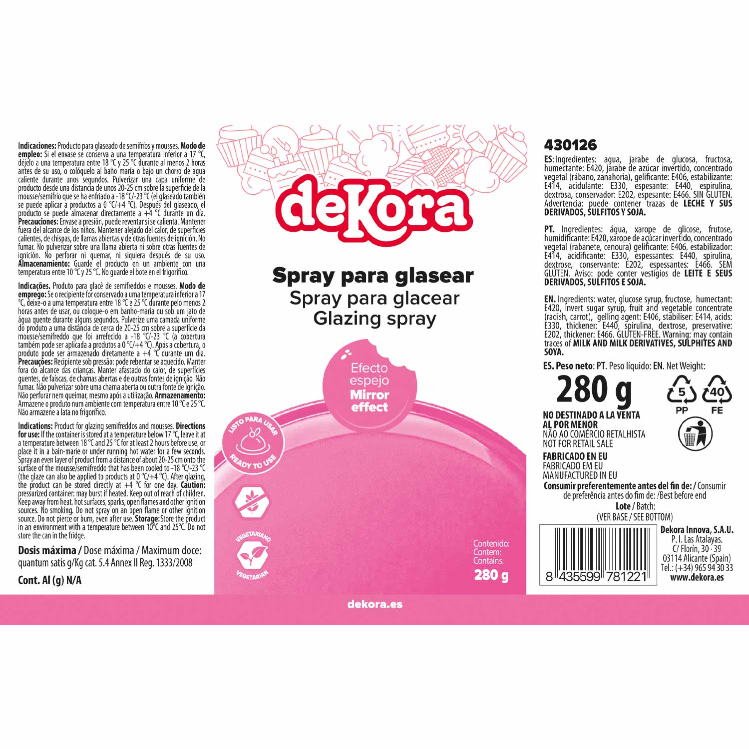 SPRAY GLAZE ROSA PASTEL AZF 280G