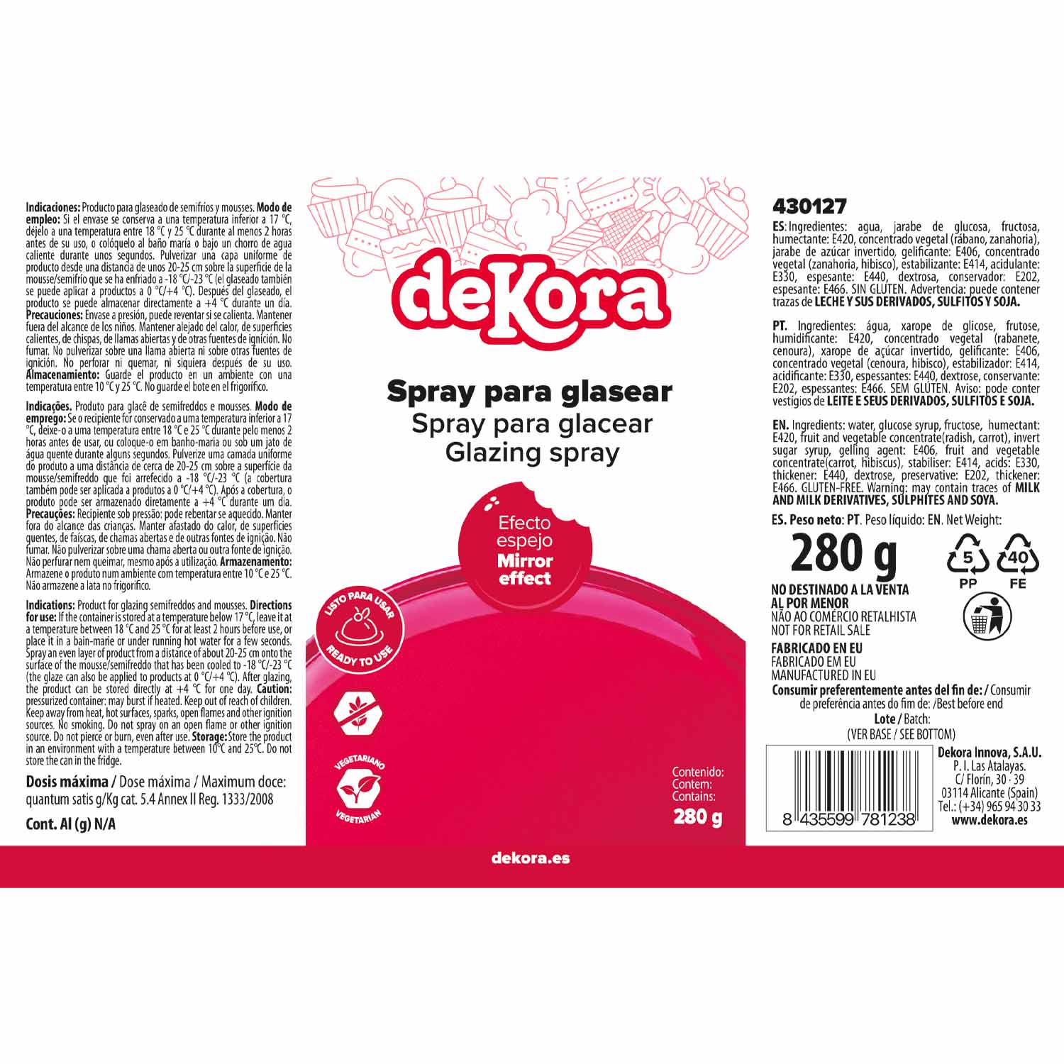 SPRAY GLAZE ROUGE FRAISE AZF 280G