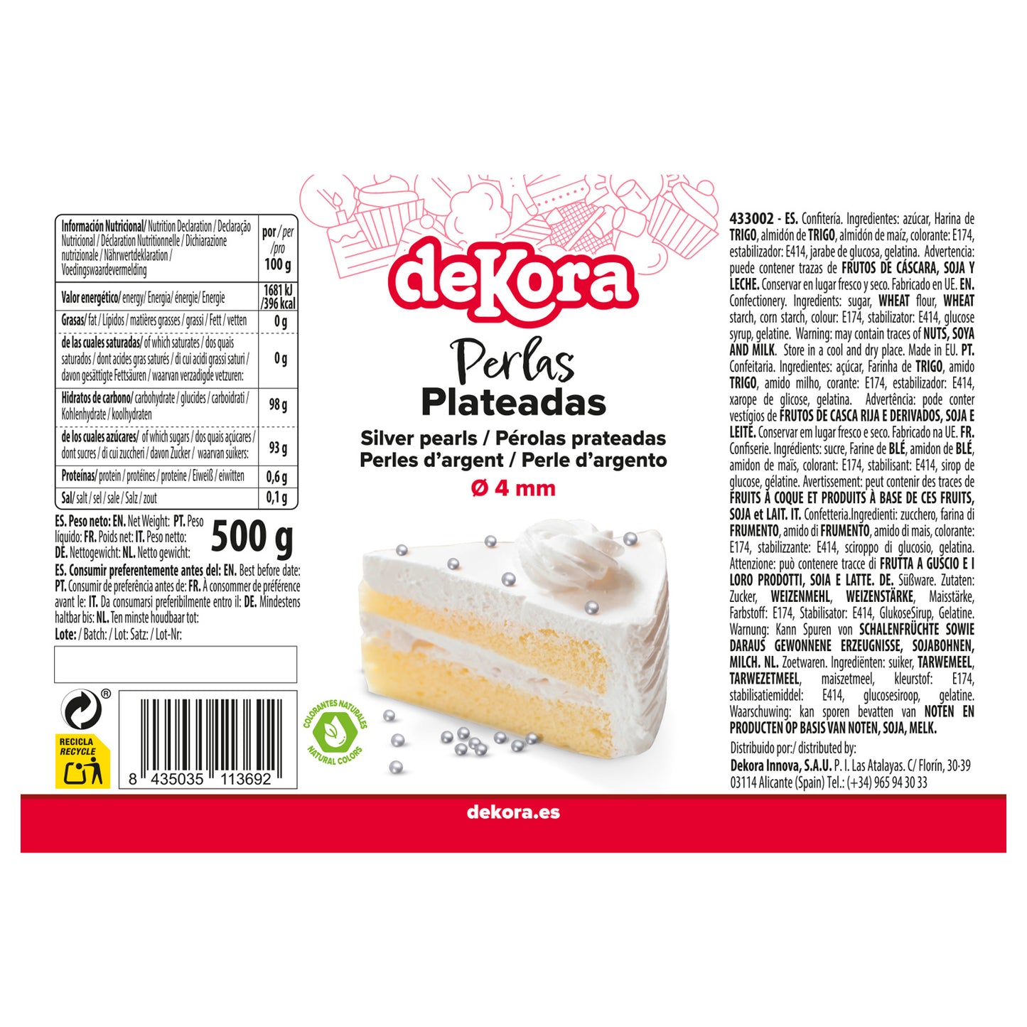 PÉROLAS DE AÇÚCAR DE PRATA Ø 0.4CM 500GR