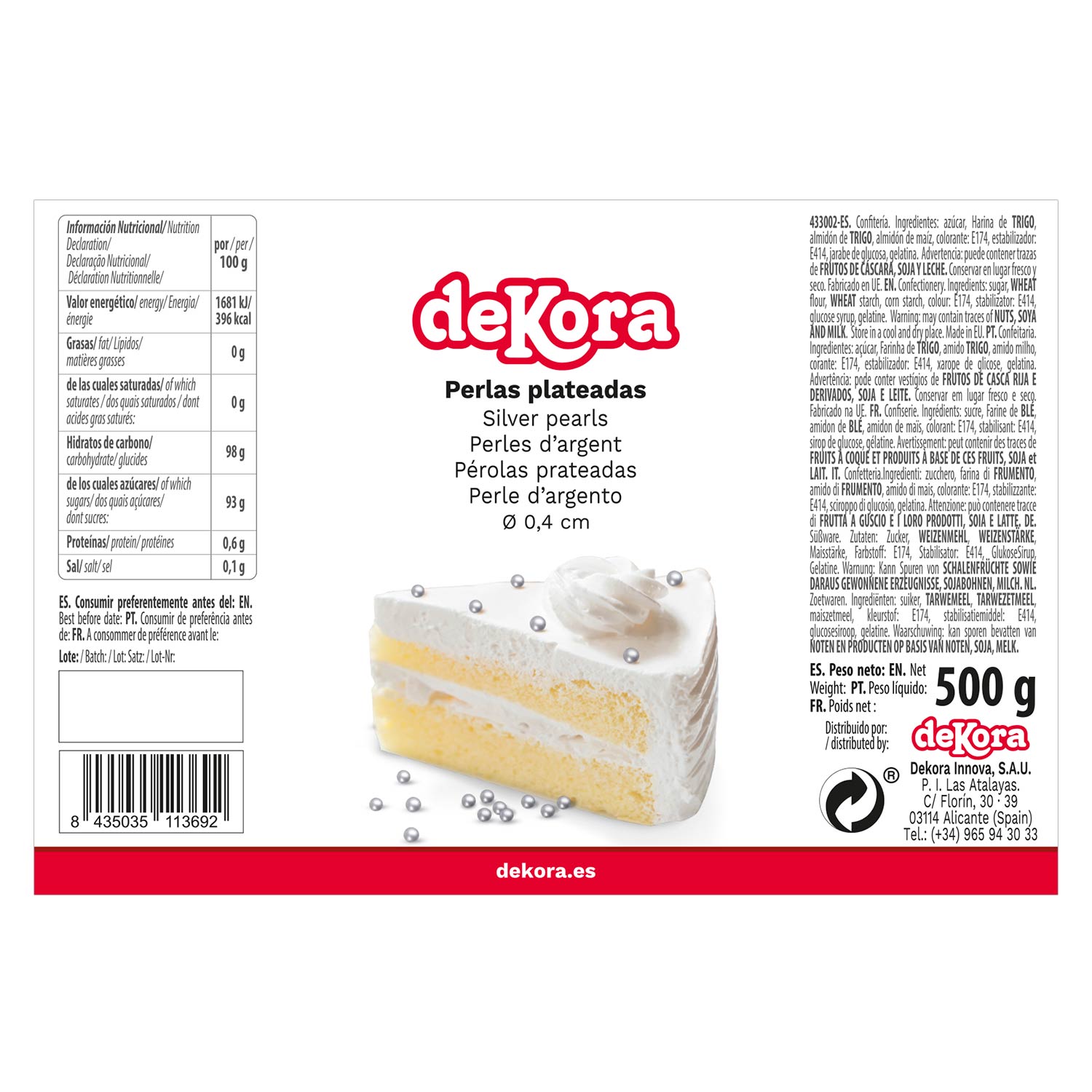 PERLAS AZÚCAR PLATA Ø 0.4CM 500GR