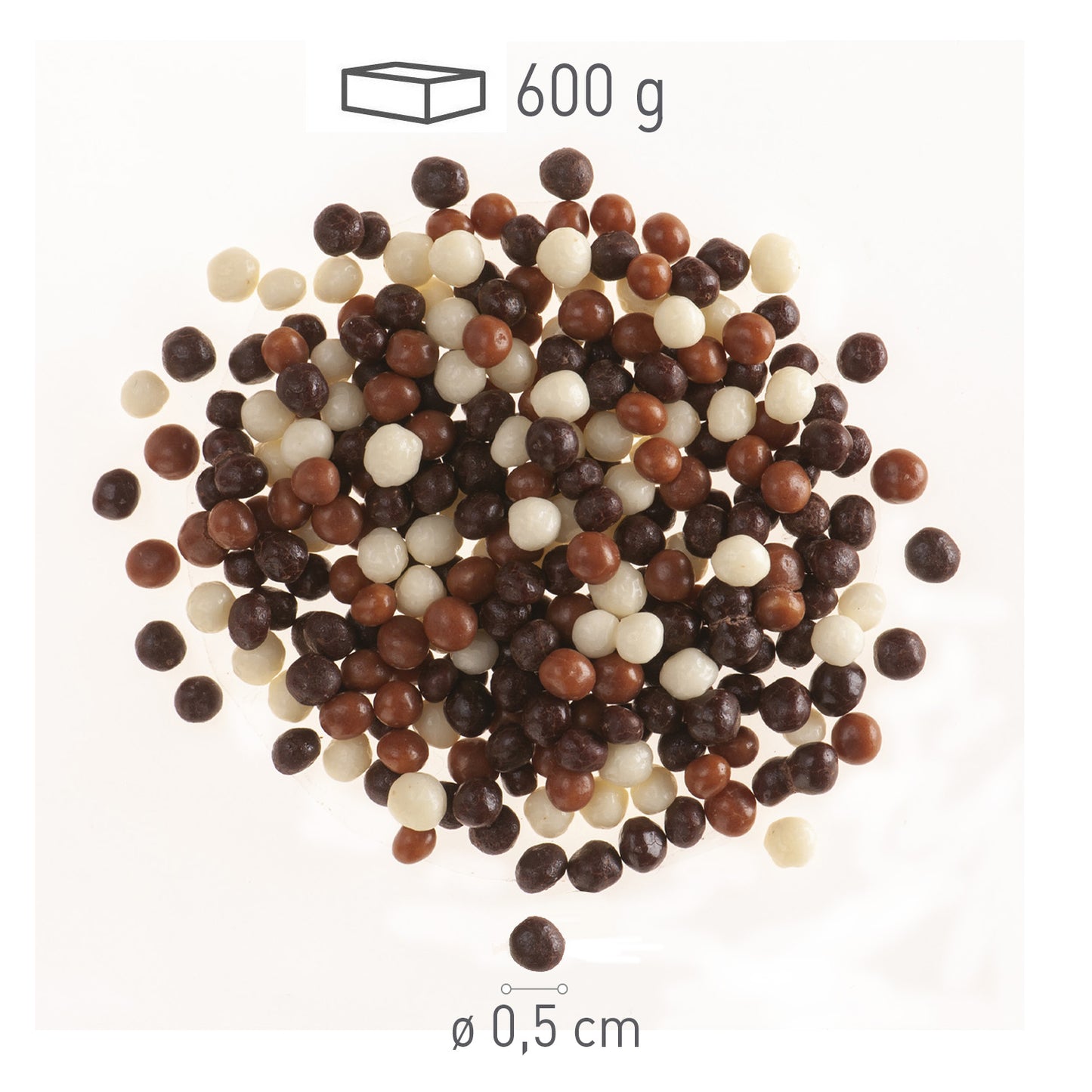 MINI PÉROLAS CHOCOLATE CRISPY 3 CHOCOLATES Ø 0,5CM 600GR