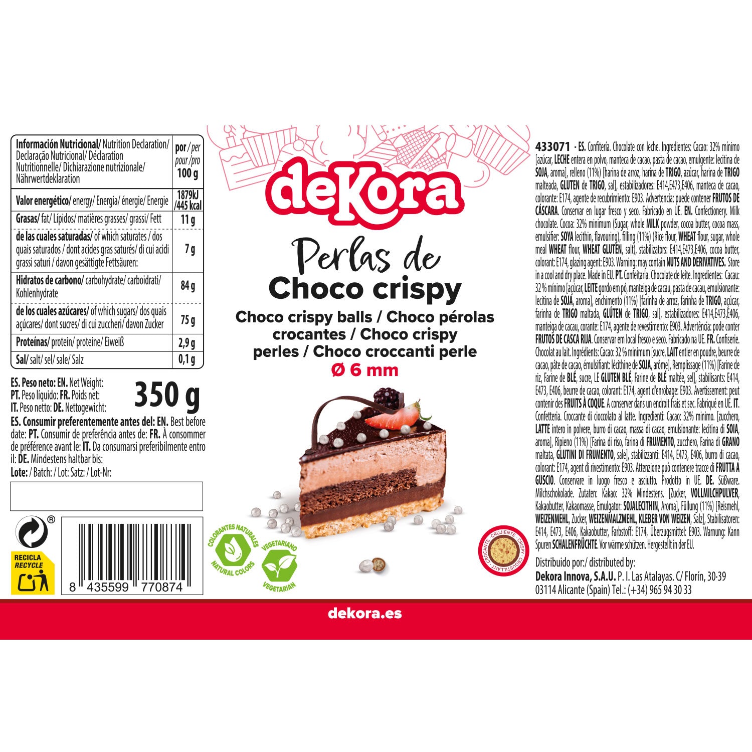 MINI PERLAS CHOCOLATE CRISPY PLATA Ø 0.5-0.6CM 350GR