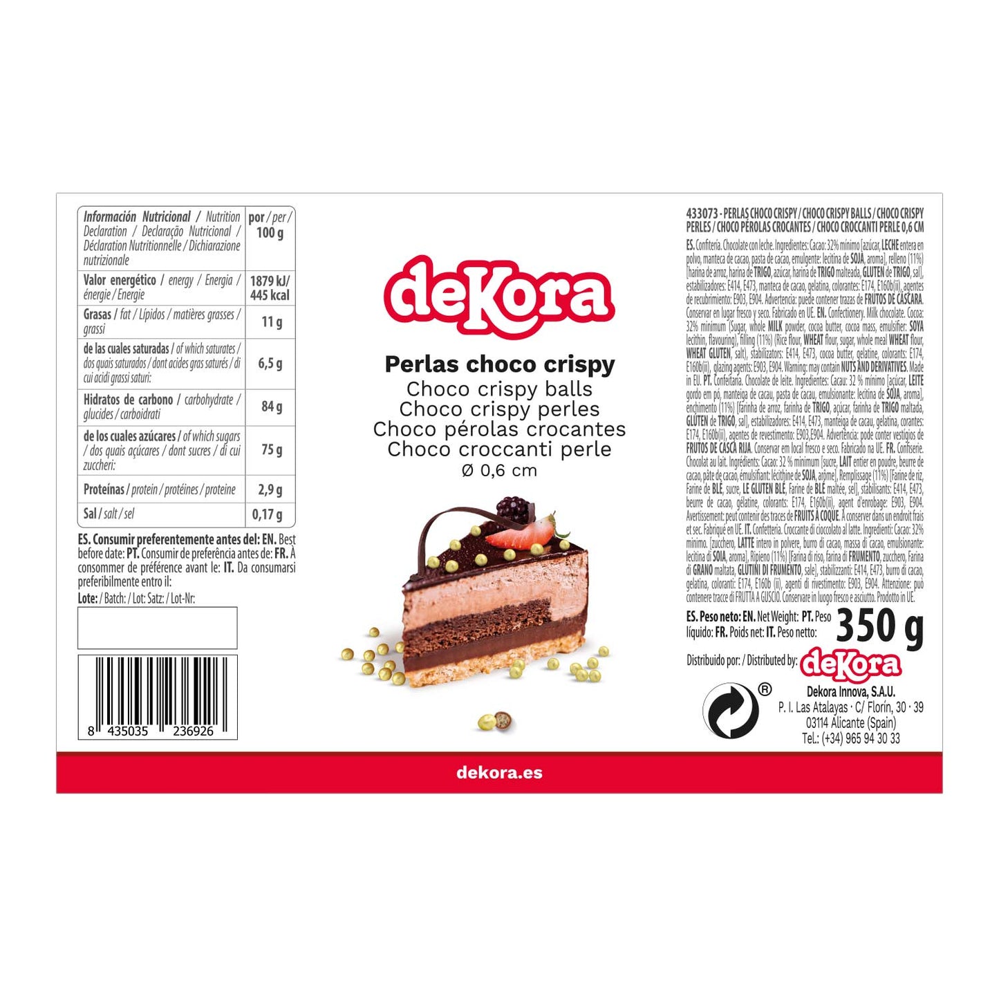 MINI PERLAS CHOCOLATE CRISPY ORO Ø 0.6CM 350GR