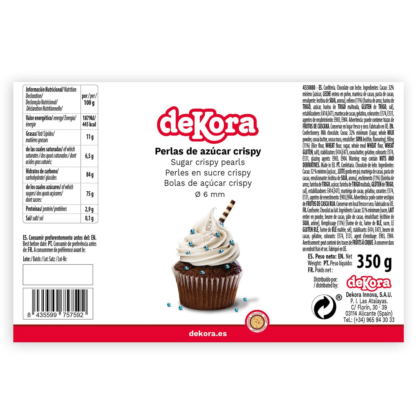 MINI PERLAS CHOCOLATE CRISPY AZUL Ø 0.6CM 350GR