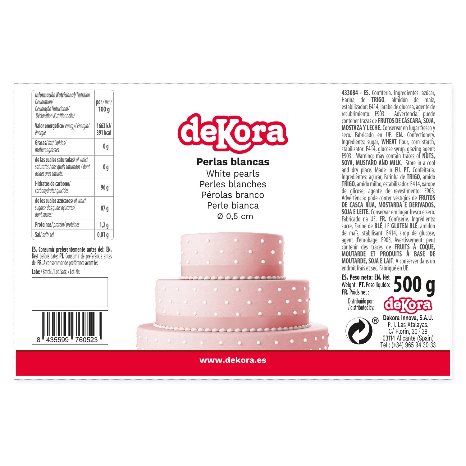 PÉROLAS ÇÚCAR BRANCO Ø 0.5CM 450GR