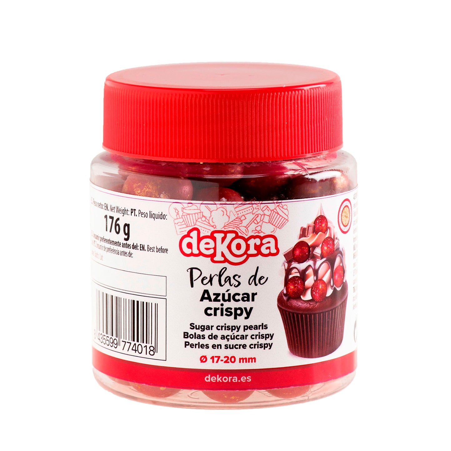 PERLAS DE AZUCAR CRISPY  ROJO Y DORADO Ø1.7-2CM 176GR