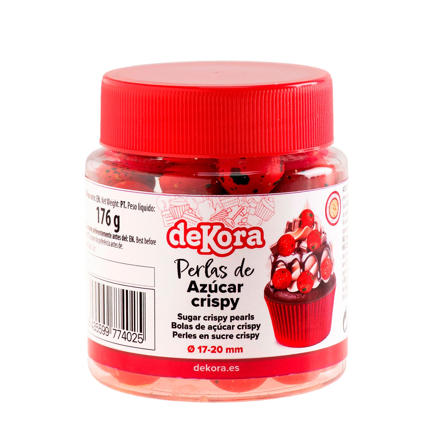 PERLES DE SUCRE CROUSTILLANTES ROUGE, VERT, BLANC Ø1,7-2CM 176G