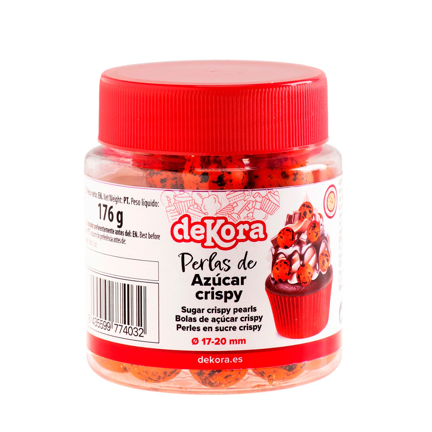 PÉROLAS DE AÇÚCAR CROCANTES LARANJA E PRETAS Ø1,7-2CM 176G