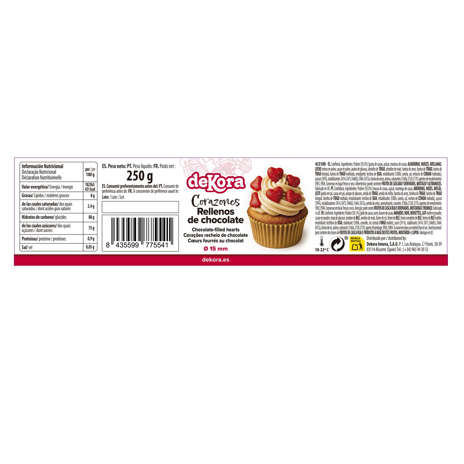 CORAZONES RELLENOS DE CHOCOLATE 250G