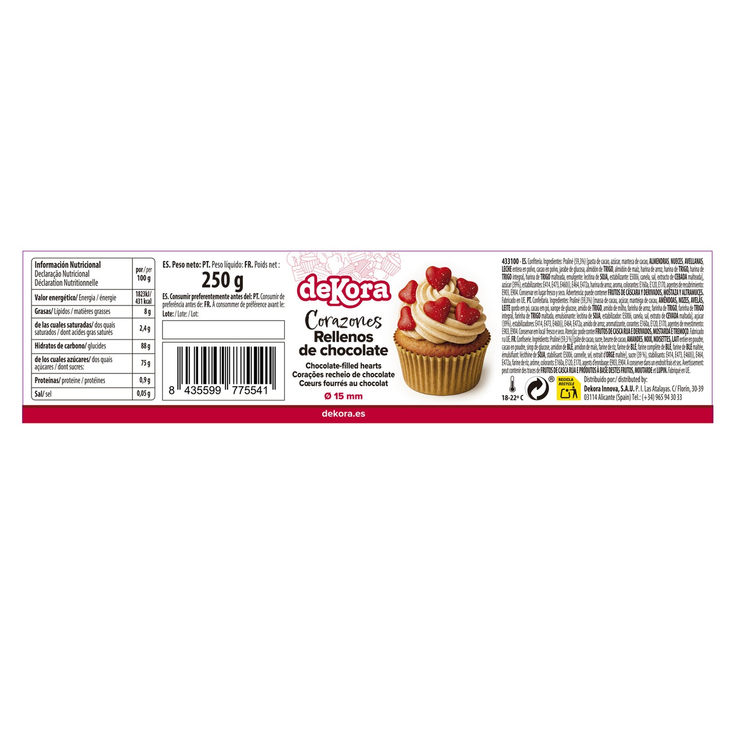 CORAZONES RELLENOS DE CHOCOLATE 250G
