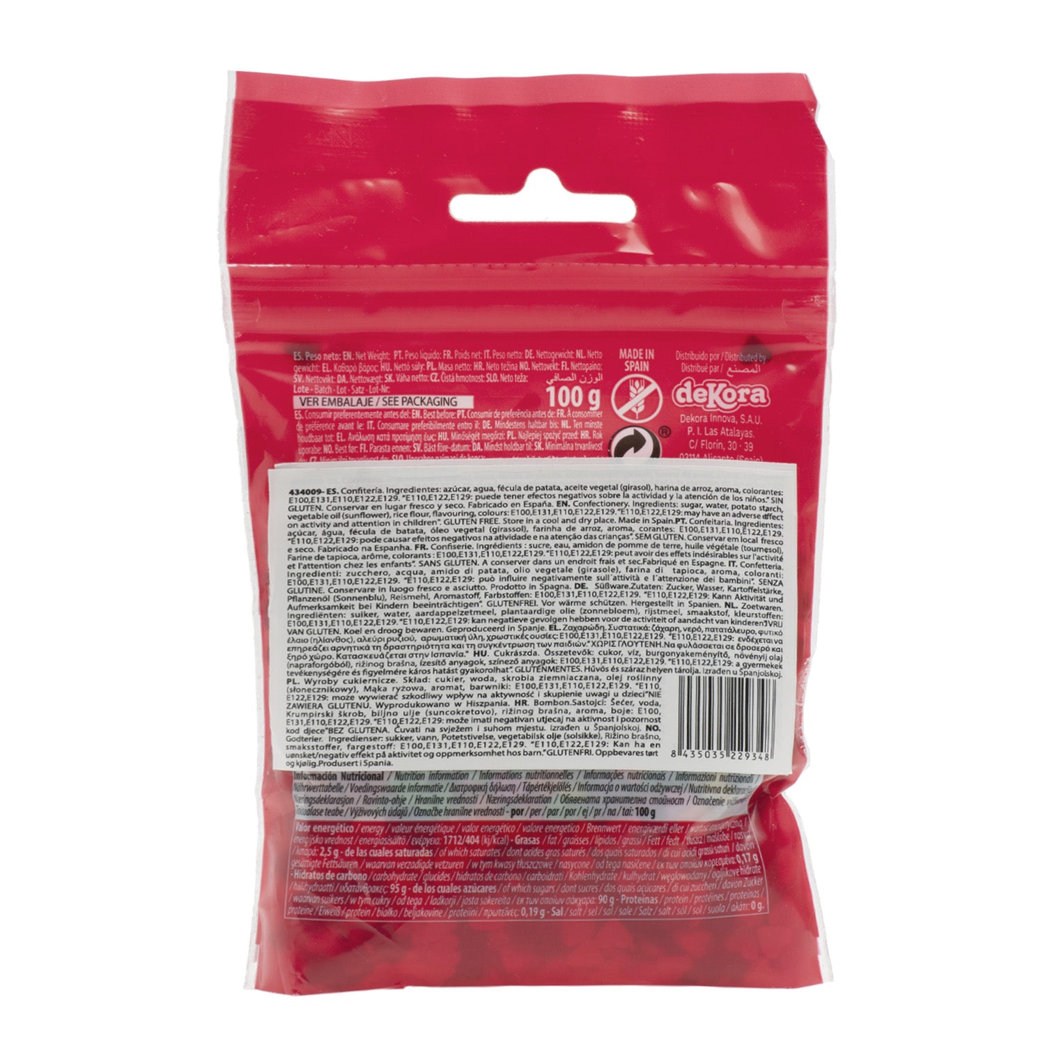8 BLISTERS CONFETTI AZÚCAR CORAZONES 100 gr