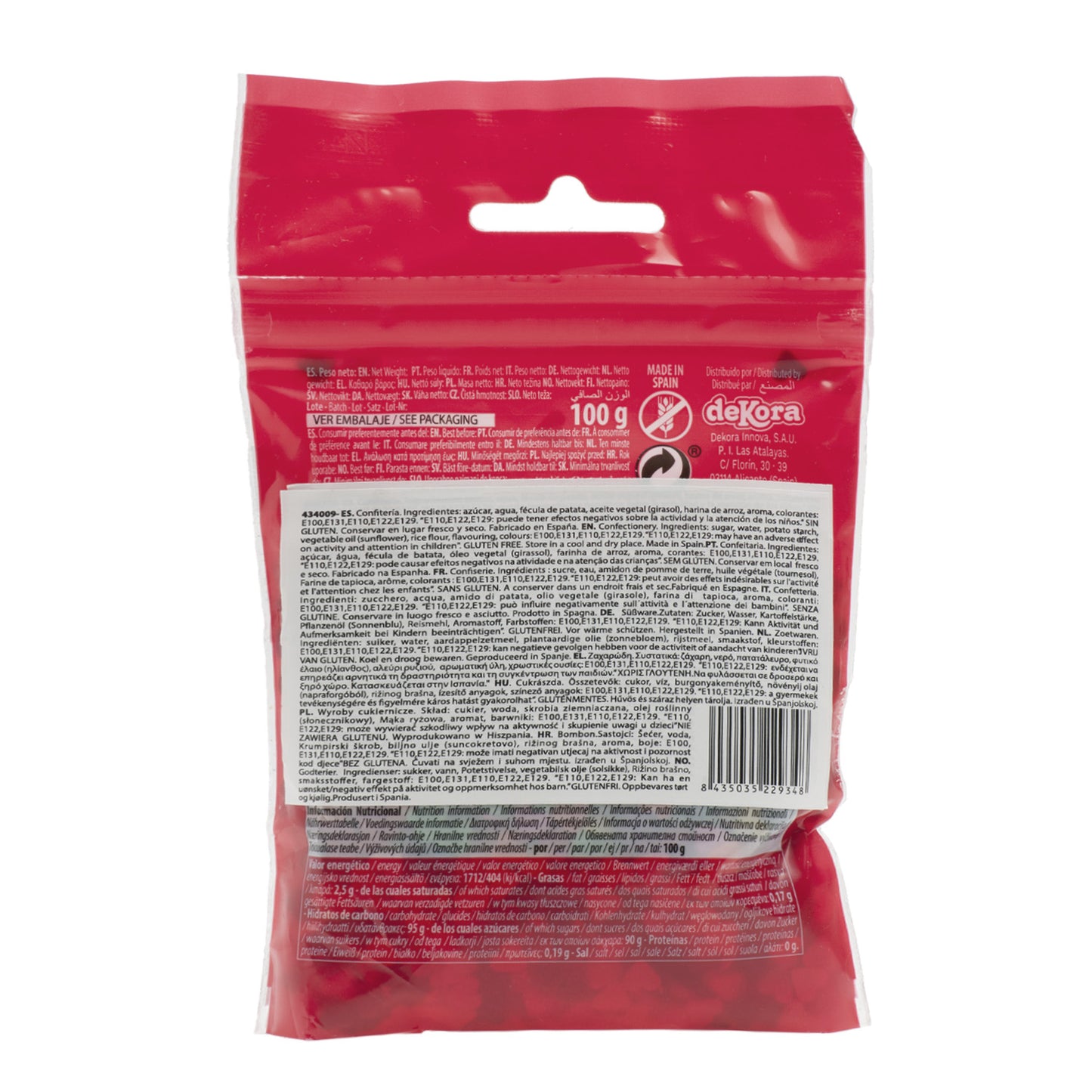 8 BLISTERS CONFETTI AZÚCAR CORAZONES 100 gr