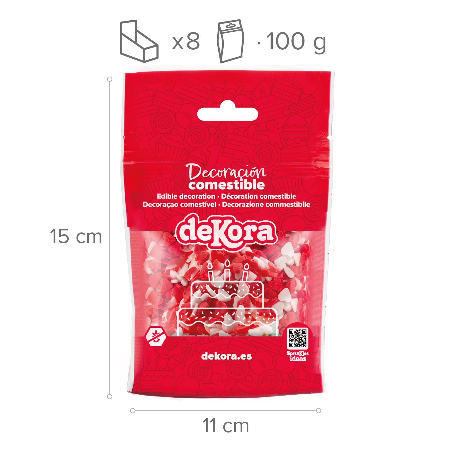 SPRINKLE MIX CŒURS ROUGES ET BLANCS 100G