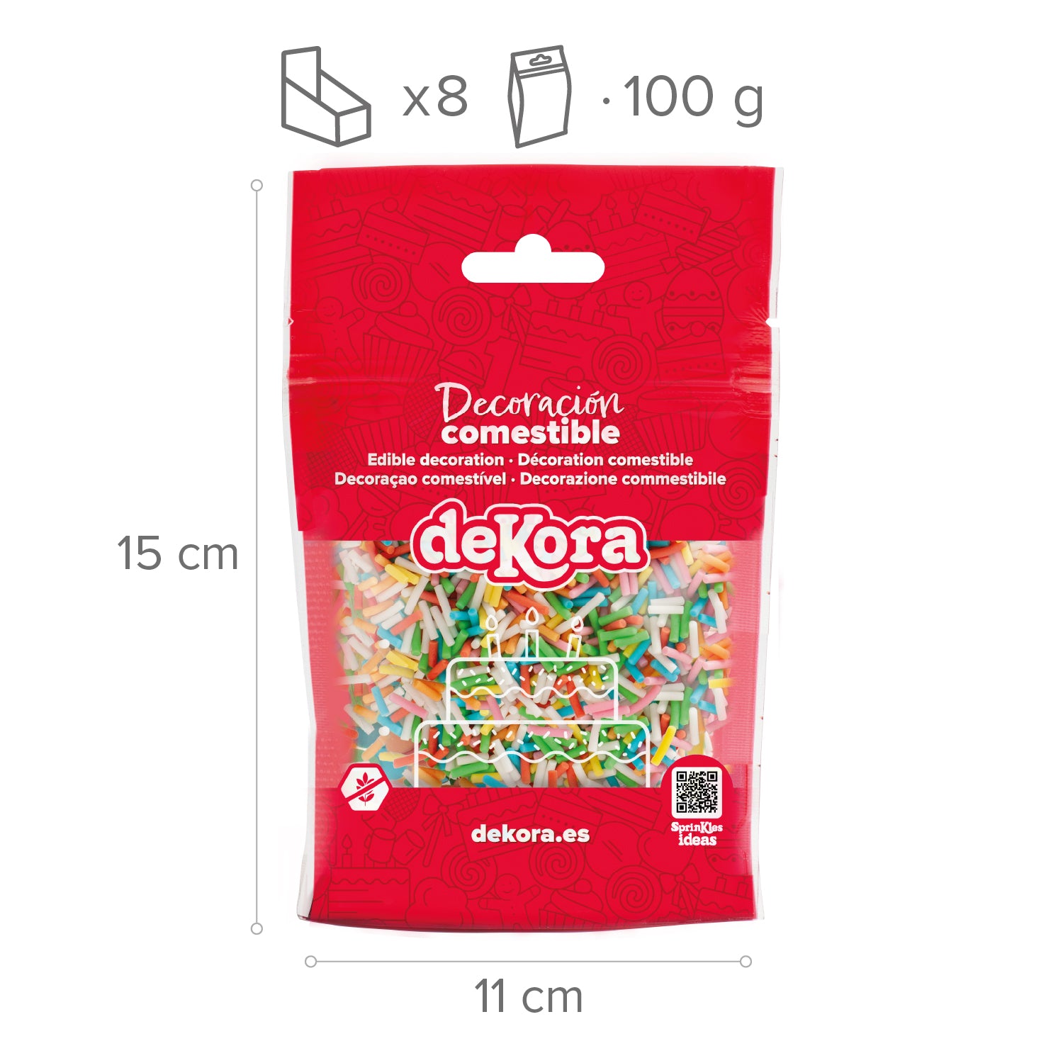 CONFETTI VERMICELLES SUCRE COULEURS ASSORTIES 100 GR