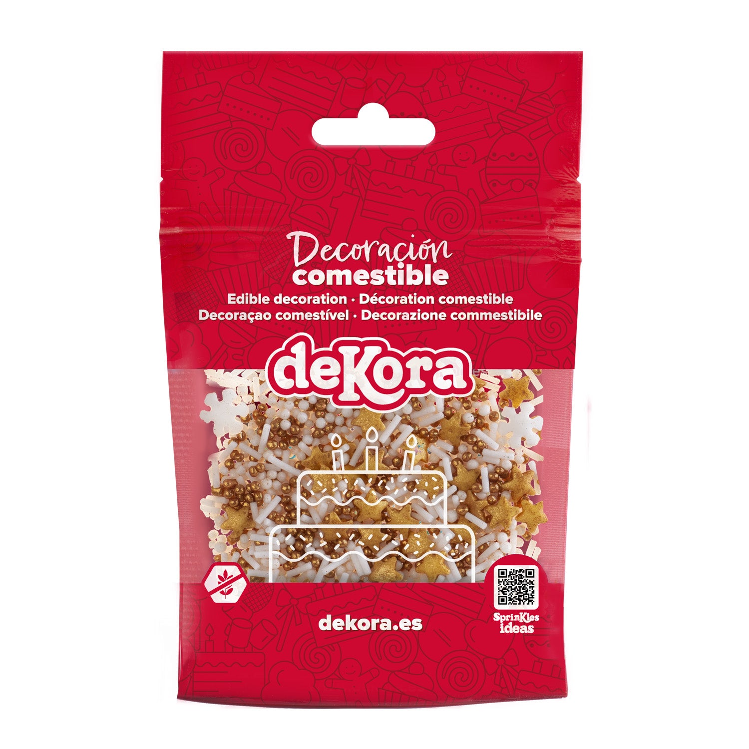 SPRINKLE MÉLANGE DE FLOCONS DE NEIGE ET D'ÉTOILES BLANC ET OR 100GR