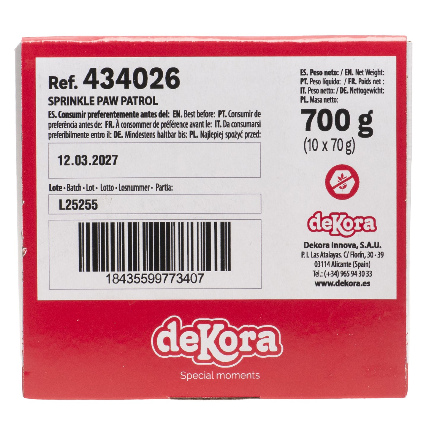 MISTURA DE CONFEITOS PAW PATROL 70G (3X23.3G)