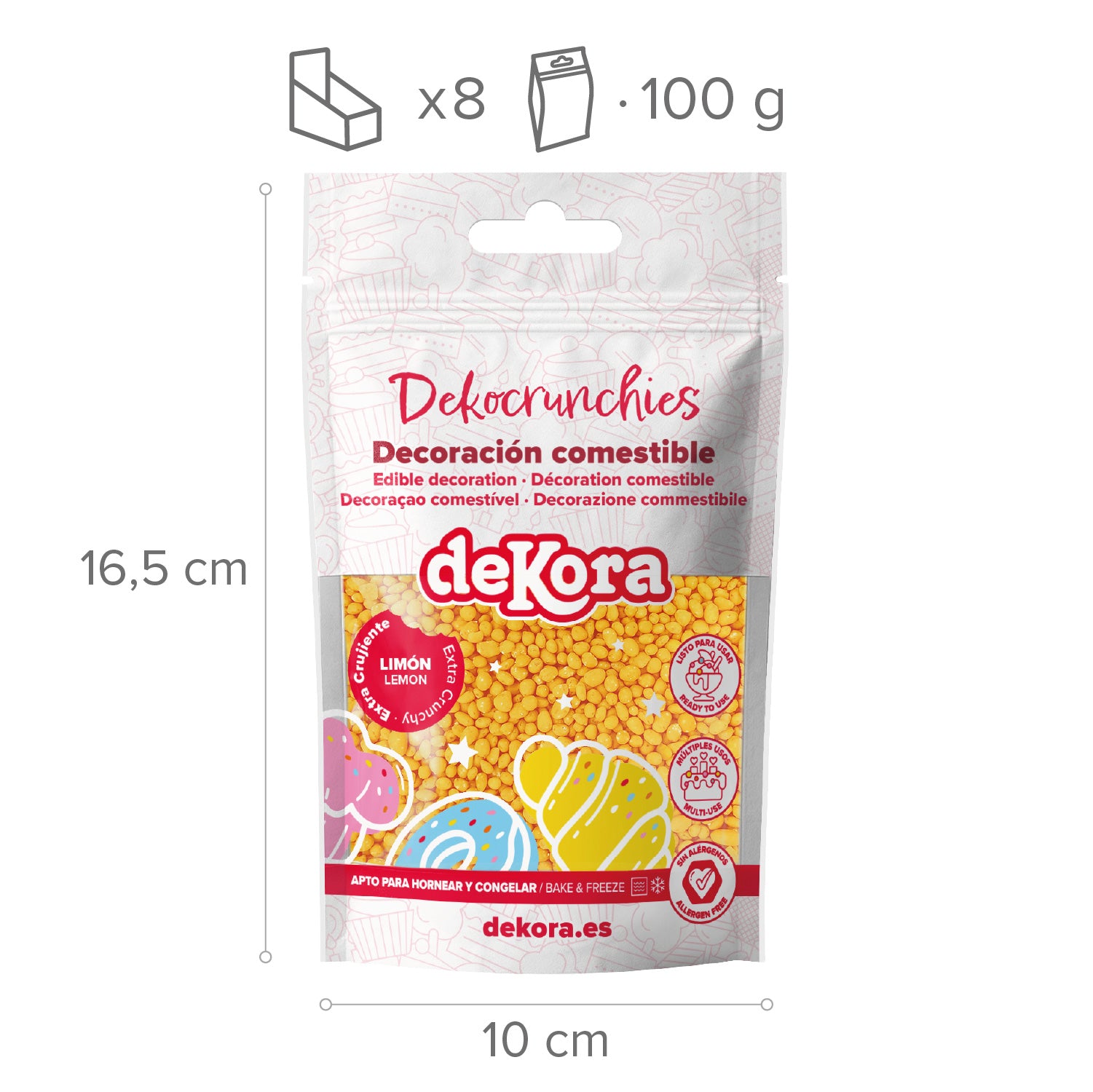 DECORACIÓN DE AZÚCAR DEKOCRUNCHIES SABOR LIMÓN 100G