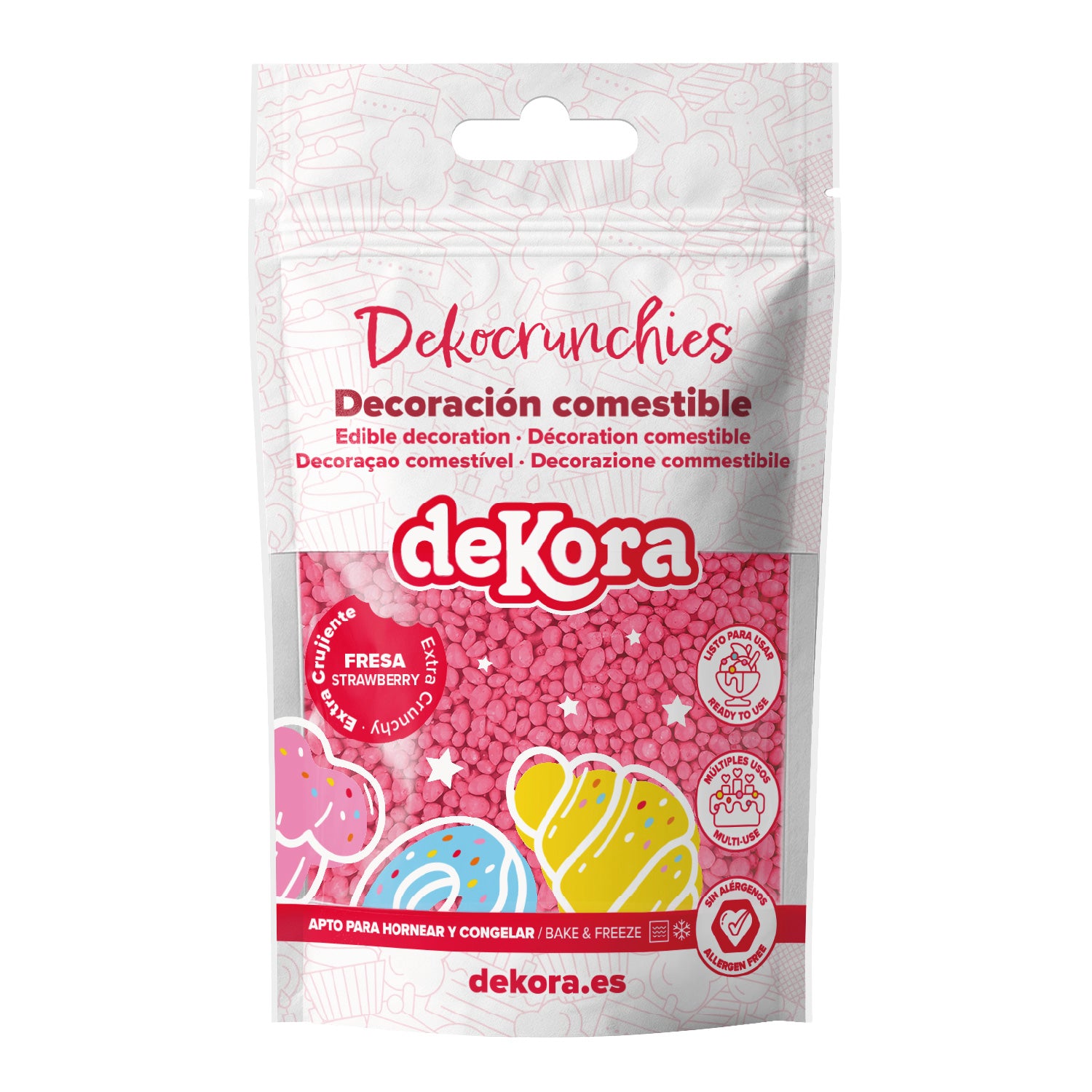 DECORACIÓN DE AZÚCAR DEKOCRUNCHIES SABOR FRESA 100G