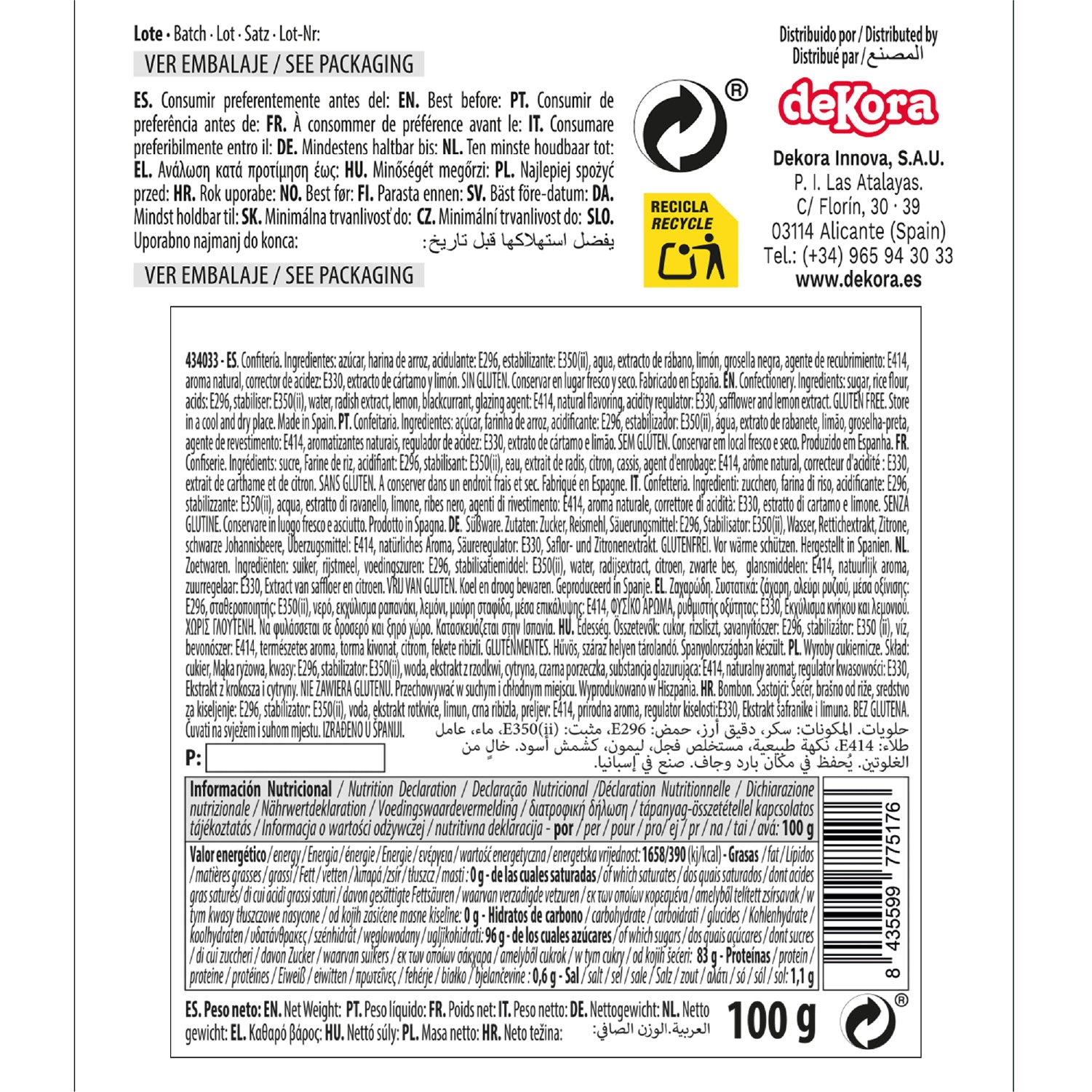 DECORACIÓN DE AZÚCAR DEKOCRUNCHIES SABOR FRESA 100G