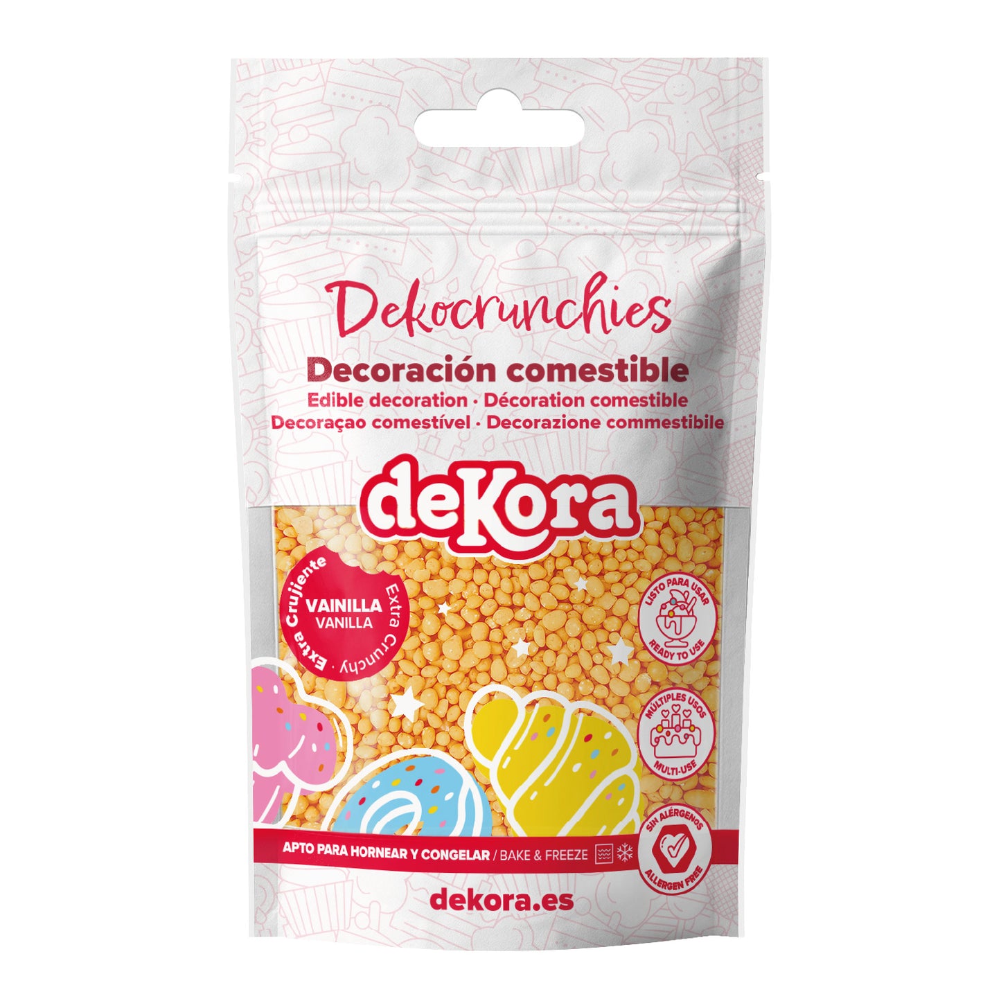 DECORACIÓN DE AZÚCAR DEKOCRUNCHIES SABOR VAINILLA 100G