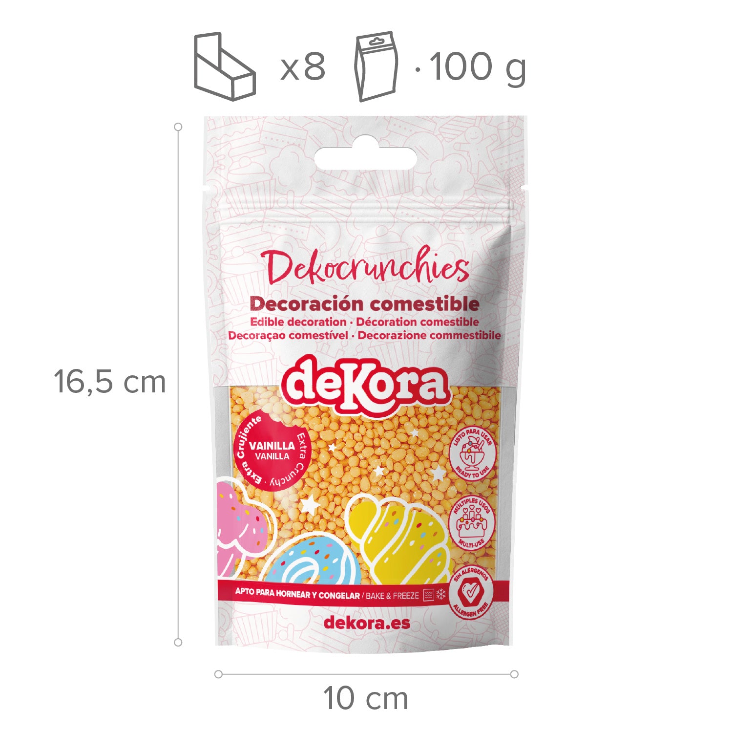 DECORACIÓN DE AZÚCAR DEKOCRUNCHIES SABOR VAINILLA 100G