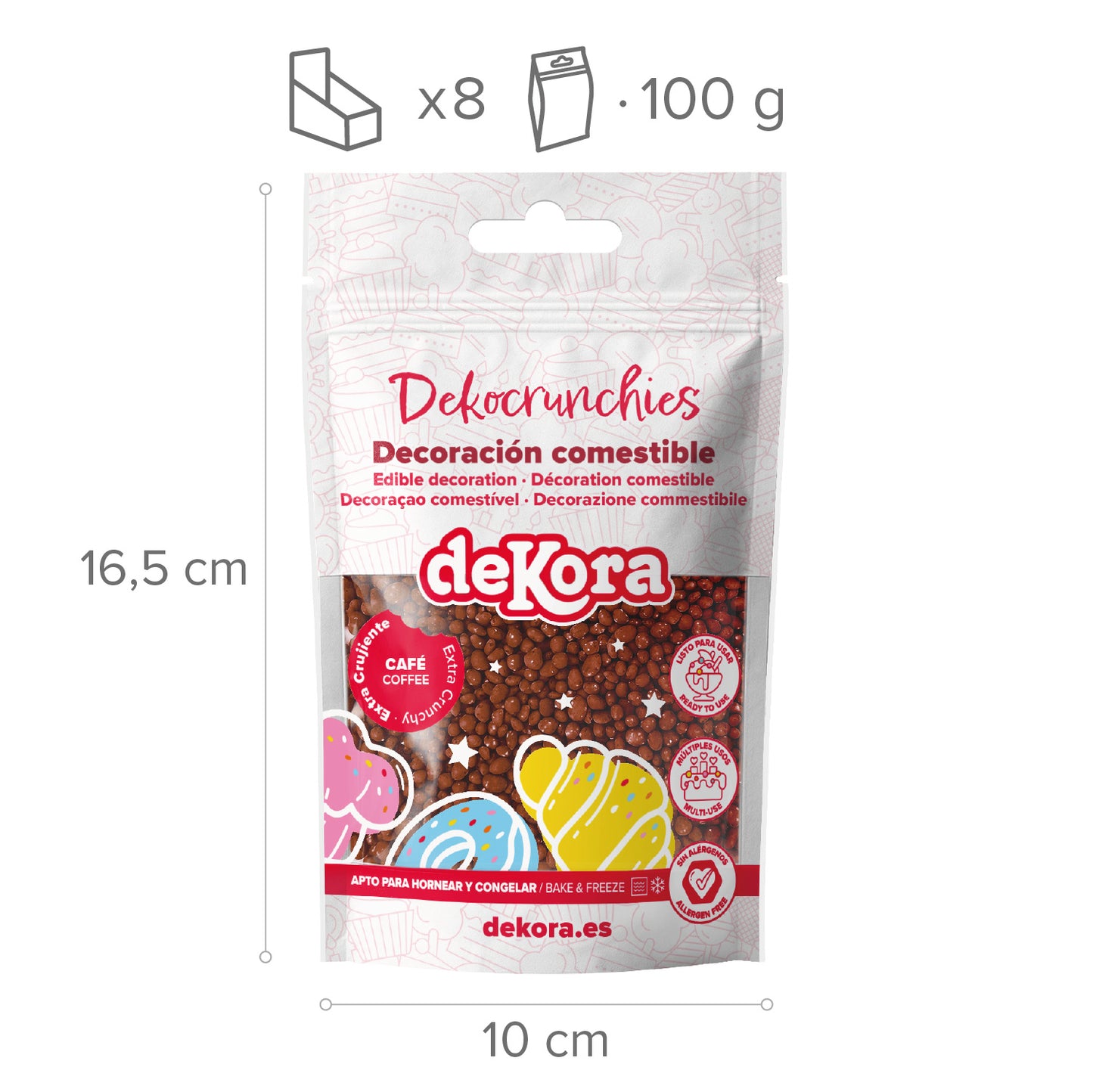 DECORACIÓN DE AZÚCAR DEKOCRUNCHIES SABOR CAFÉ 100G