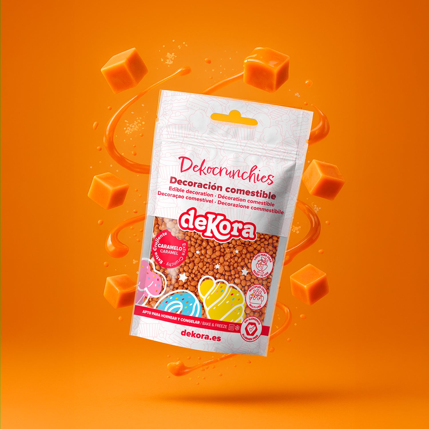 DECORACIÓN DE AZÚCAR DEKOCRUNCHIES SABOR CARAMELO 100G