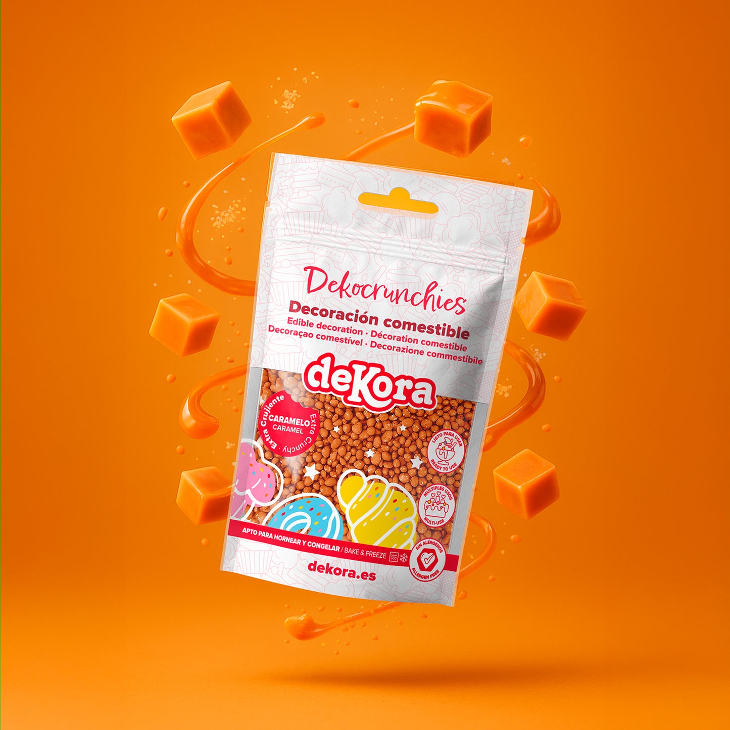 DECORACIÓN DE AZÚCAR DEKOCRUNCHIES SABOR CARAMELO 100G