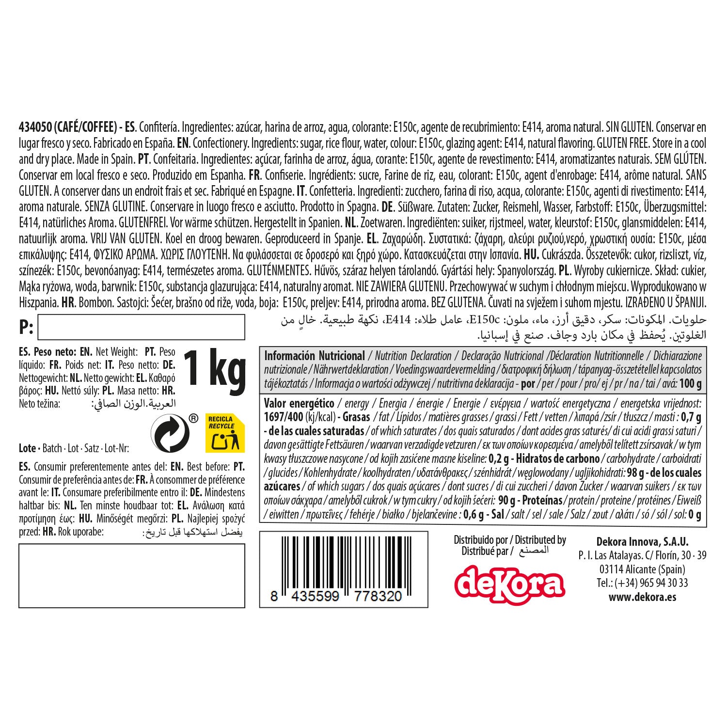 DEKOCRUNCHIES COFFEE FLAVOUR 1KG