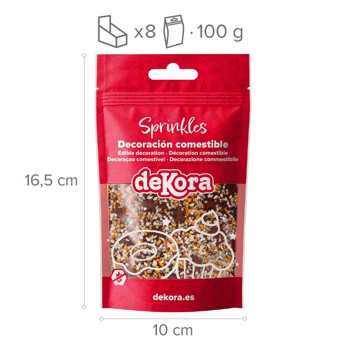 MISTURA DE SPRINKLES EM FORMATO DE GENGIBRE E CRUNCHIES GINGER GLOW 100GR