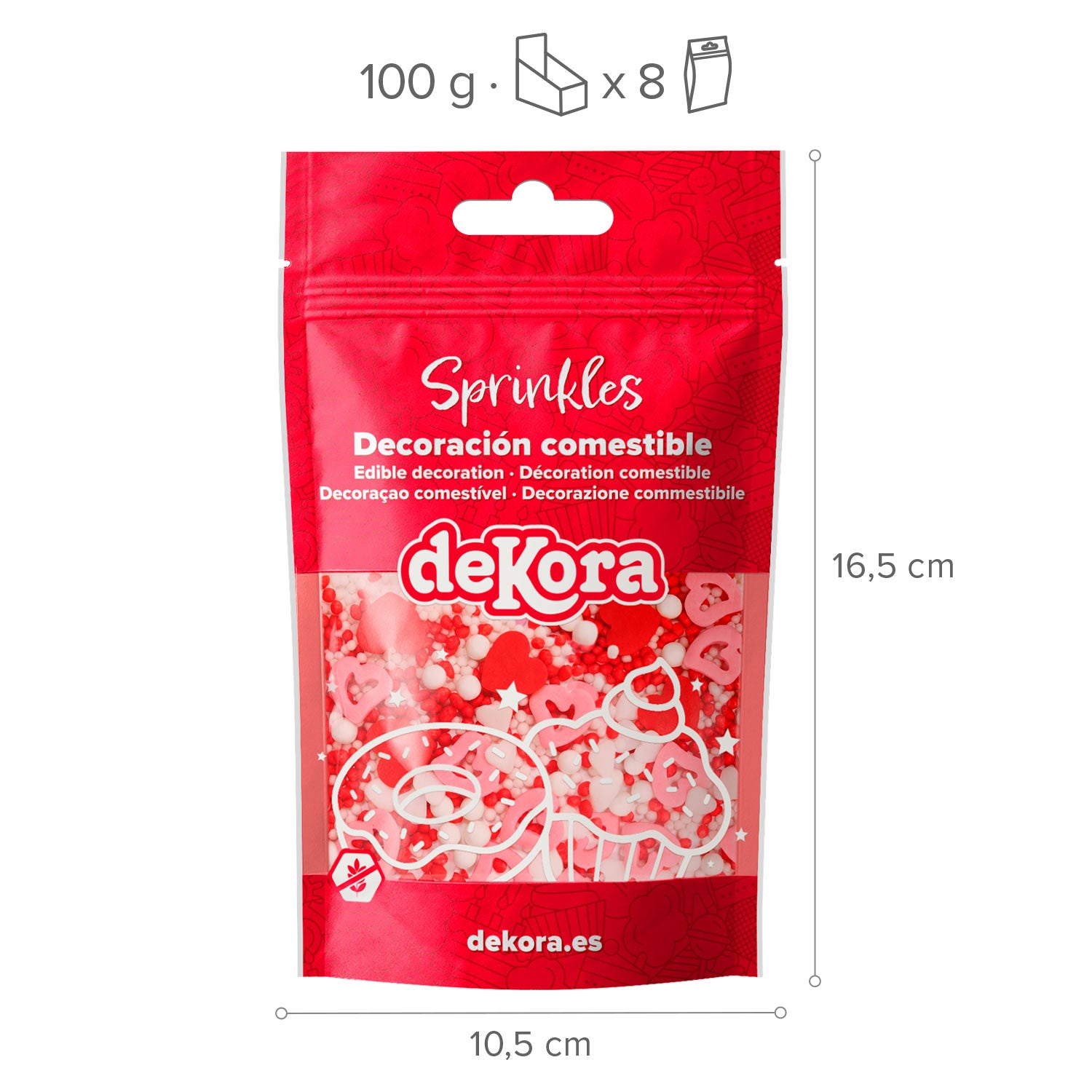 MIX DE SPRINKLES CORAÇÕES CRUNCHIES E PÉROLAS BE MY LOVE 100