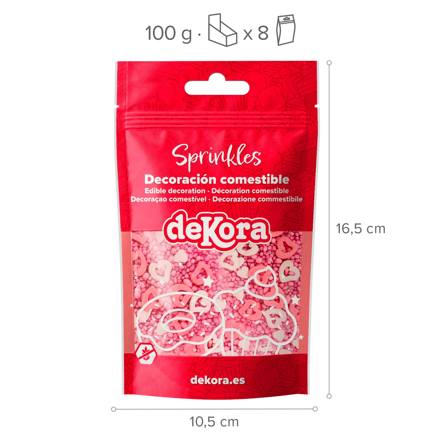 SPRINKLE MIX HOLLOW HEARTS AND PEARLS  SWEET LOVE 100GR